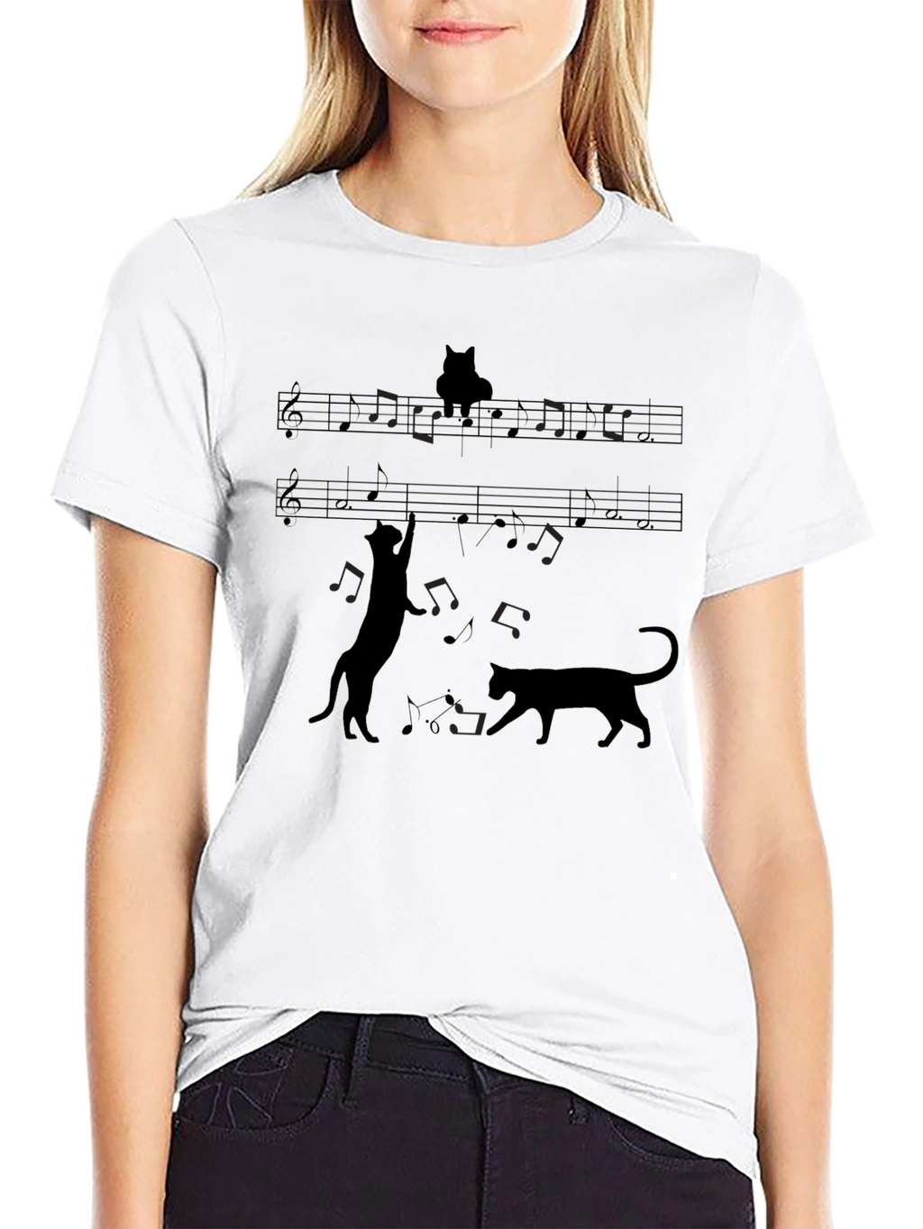 Musical Cats Black Graphic Tee