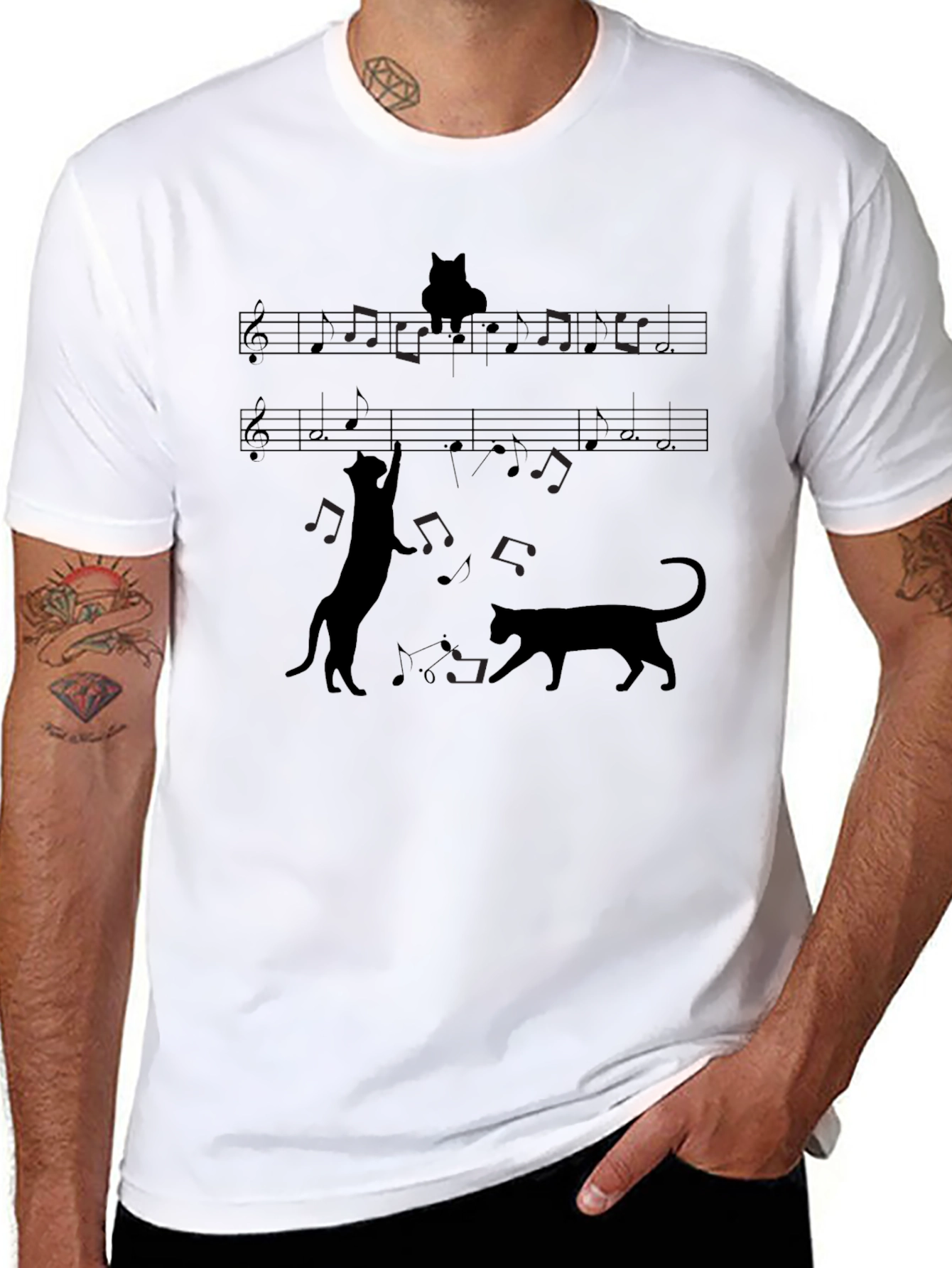 Musical Cats Black Graphic Tee