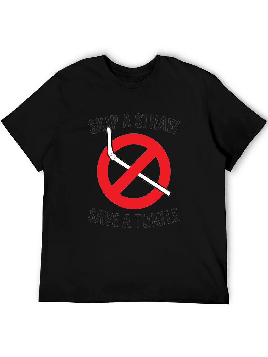 Skip a Straw Save a Turtle Black T-Shirt