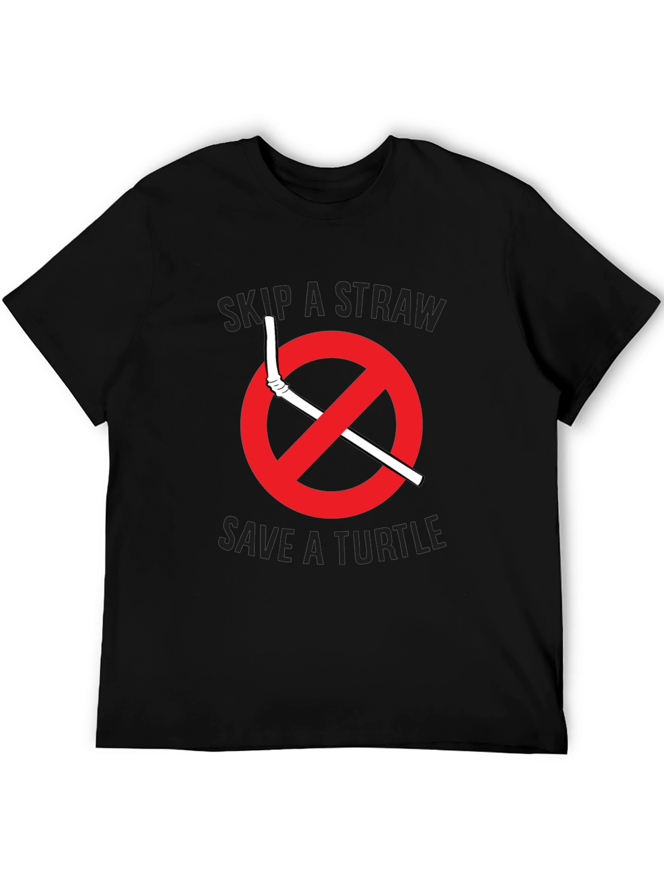 Skip a Straw Save a Turtle Black T-Shirt