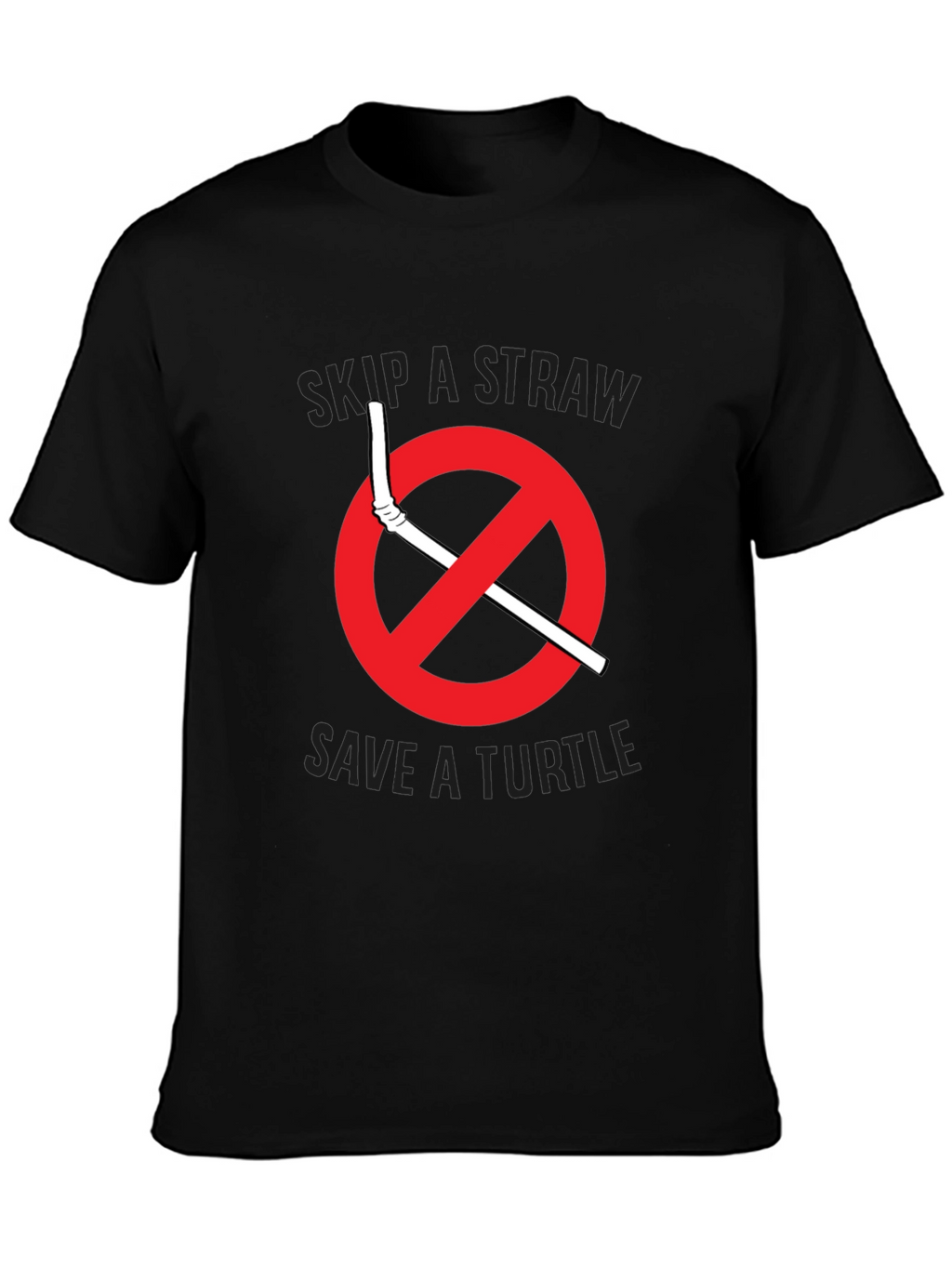 Skip a Straw Save a Turtle Black T-Shirt