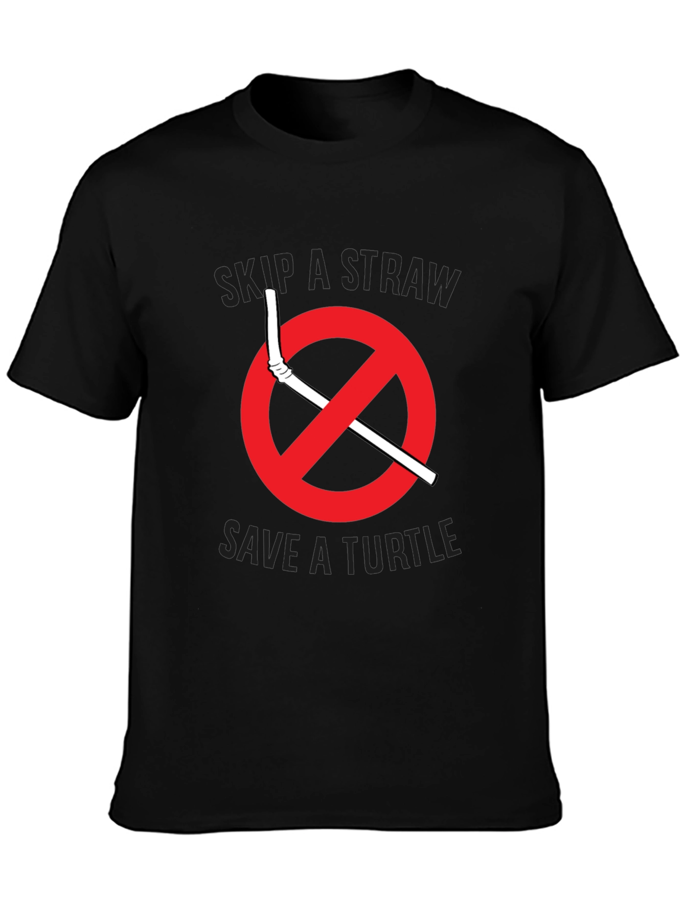 Skip a Straw Save a Turtle Black T-Shirt