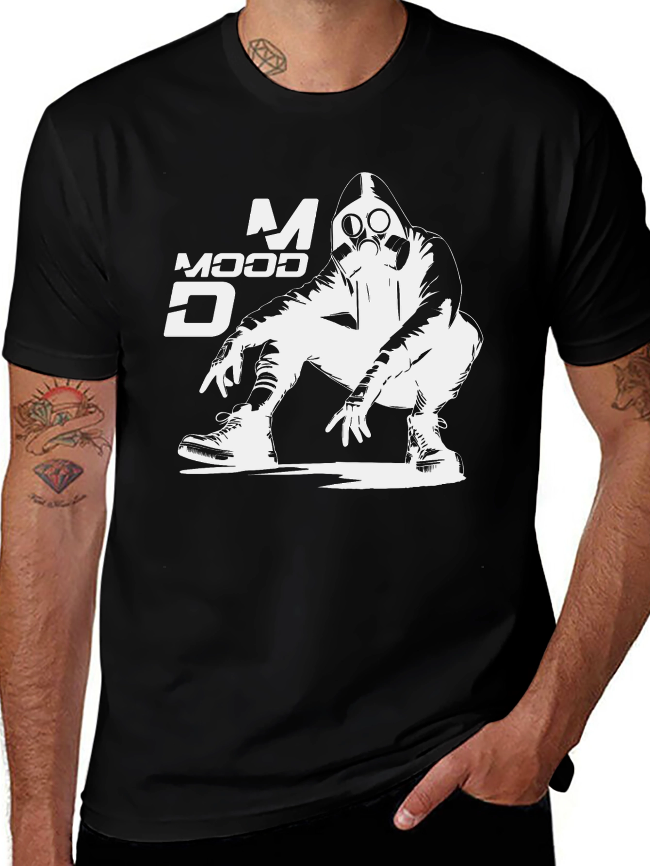 Mood Gas Mask Graphic Print Black T-Shirt