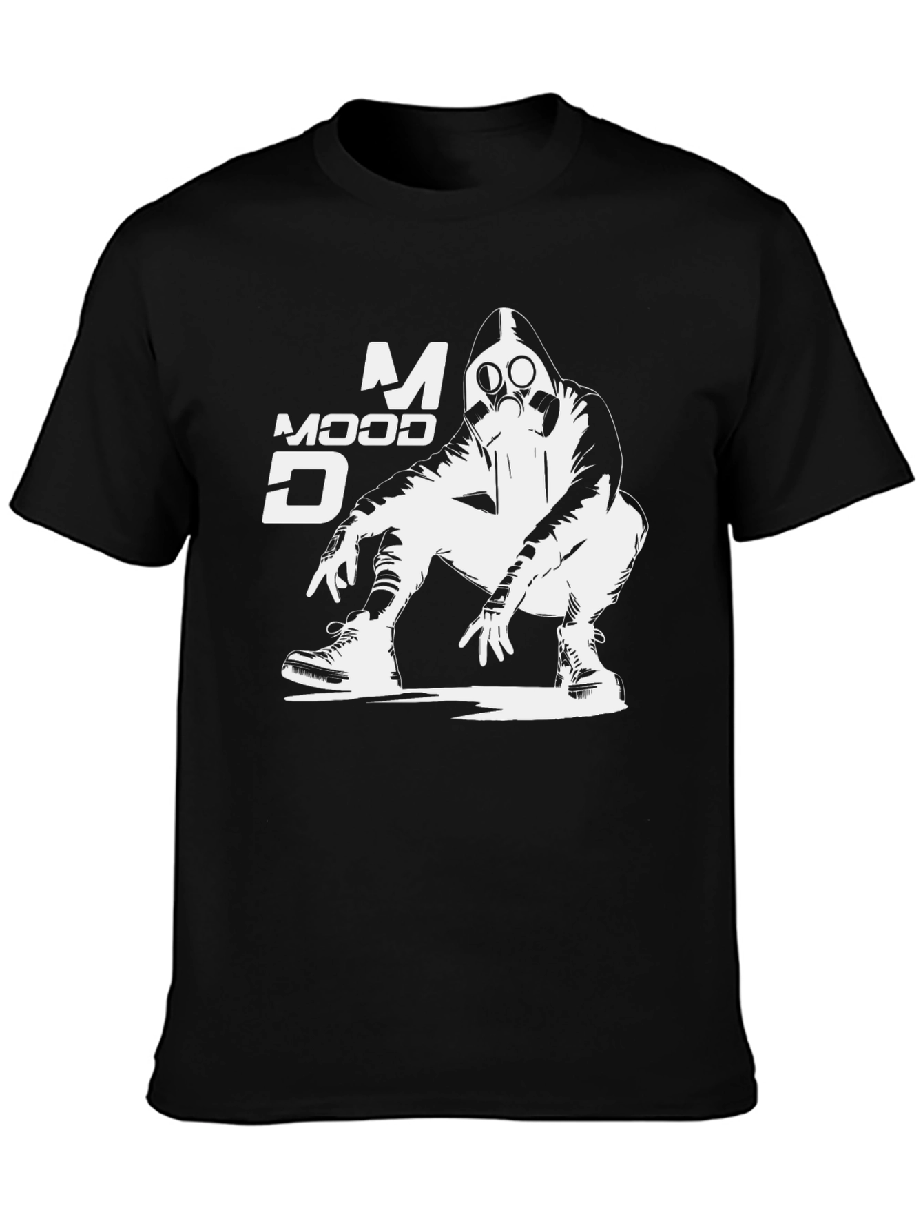 Mood Gas Mask Graphic Print Black T-Shirt