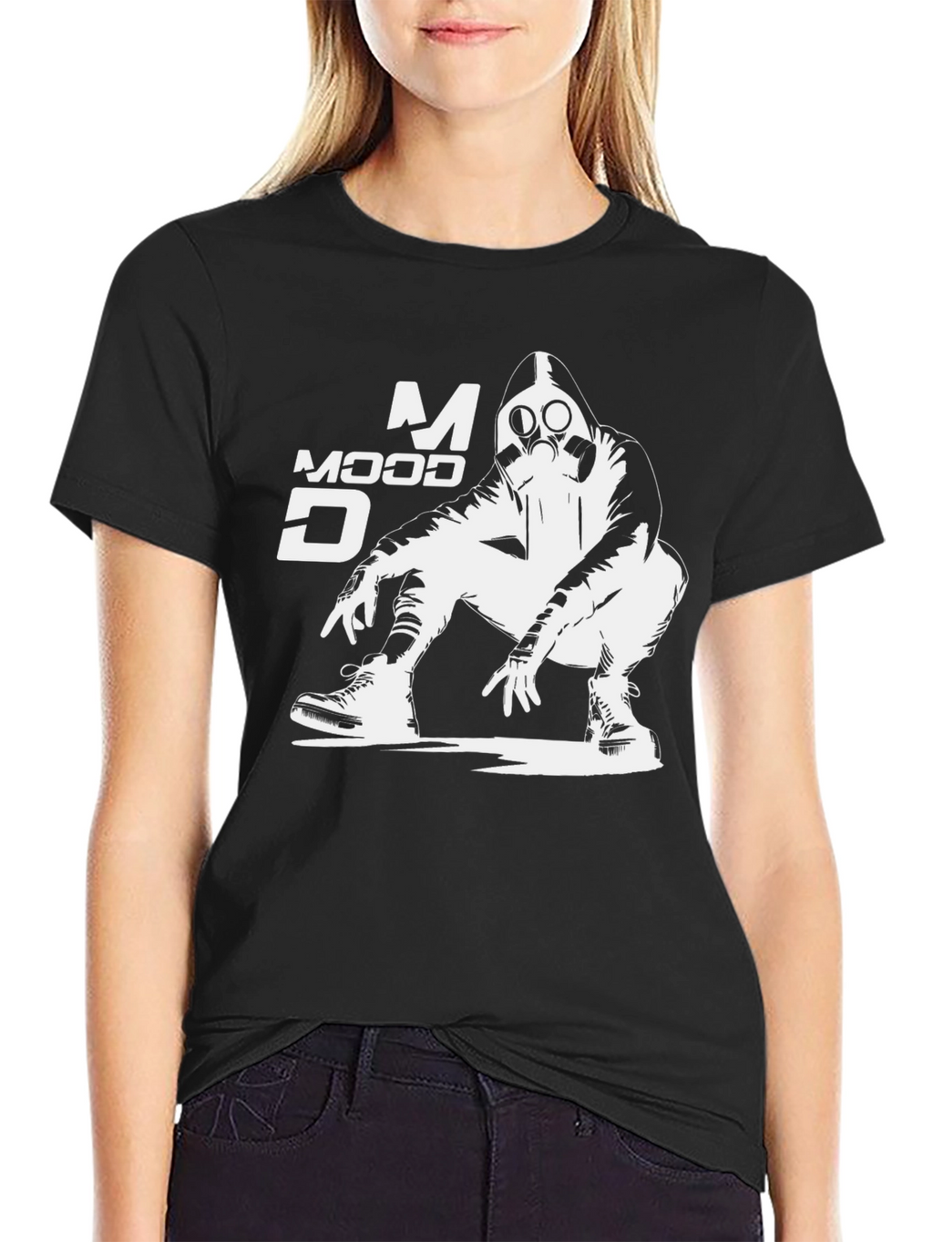 Mood Gas Mask Graphic Print Black T-Shirt