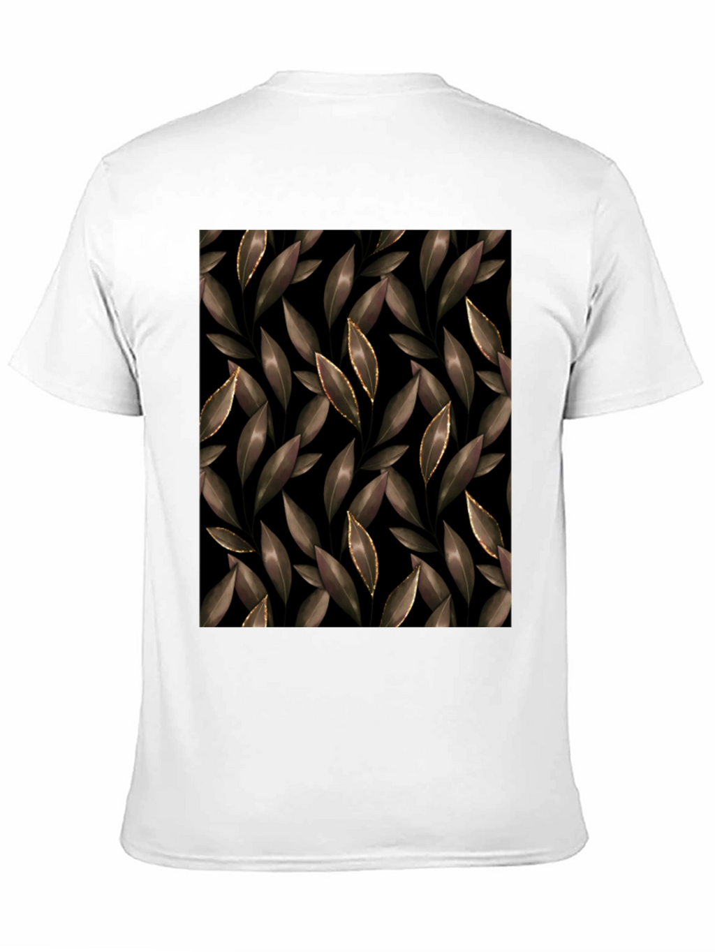 Elegant Leaf Print Black T-Shirt