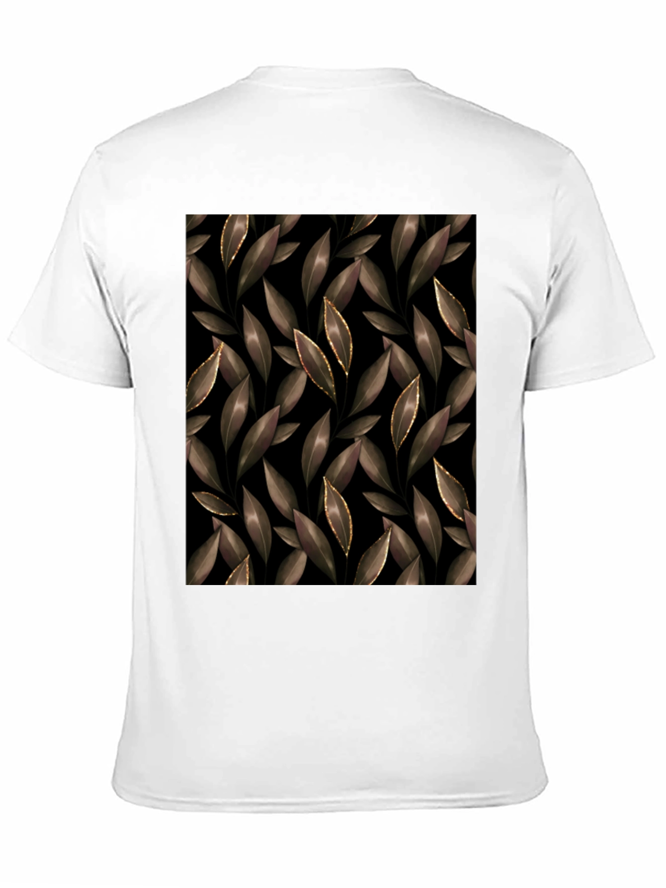 Elegant Leaf Print Black T-Shirt