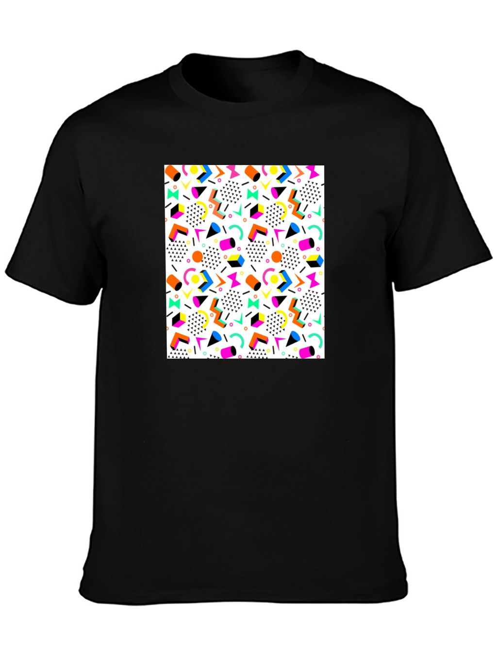 Retro Pattern Black T-Shirt
