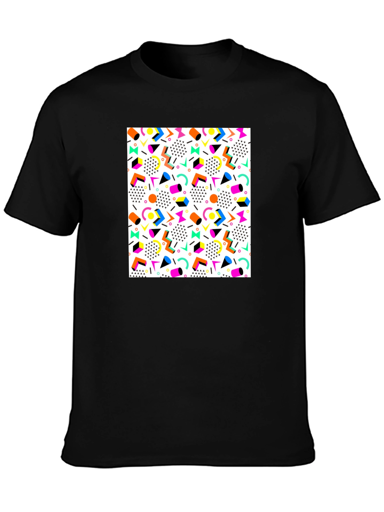 Retro Pattern Black T-Shirt