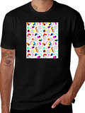 Retro Pattern Black T-Shirt