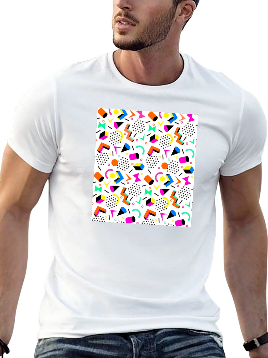 Retro Pattern Black T-Shirt