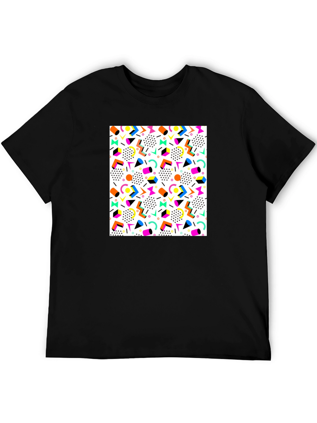Retro Pattern Black T-Shirt