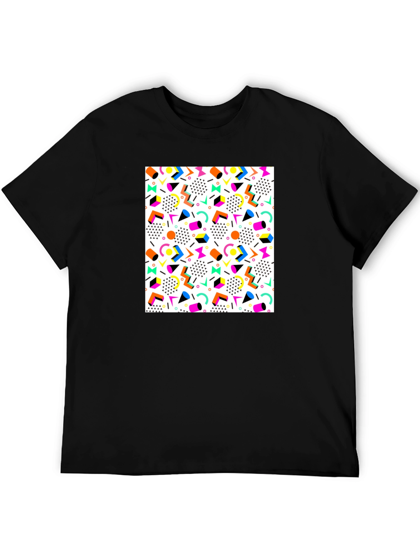 Retro Pattern Black T-Shirt
