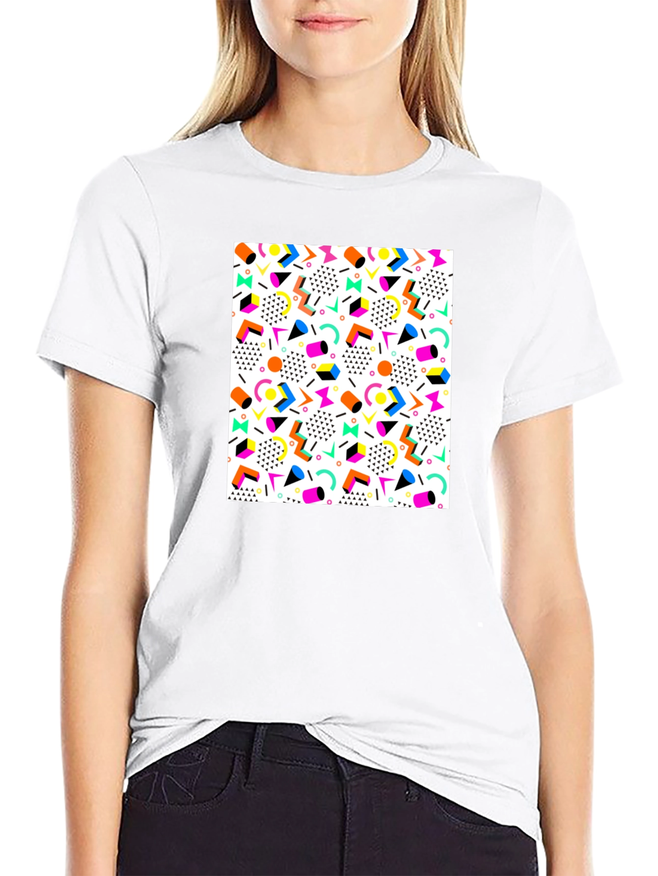 Retro Pattern Black T-Shirt