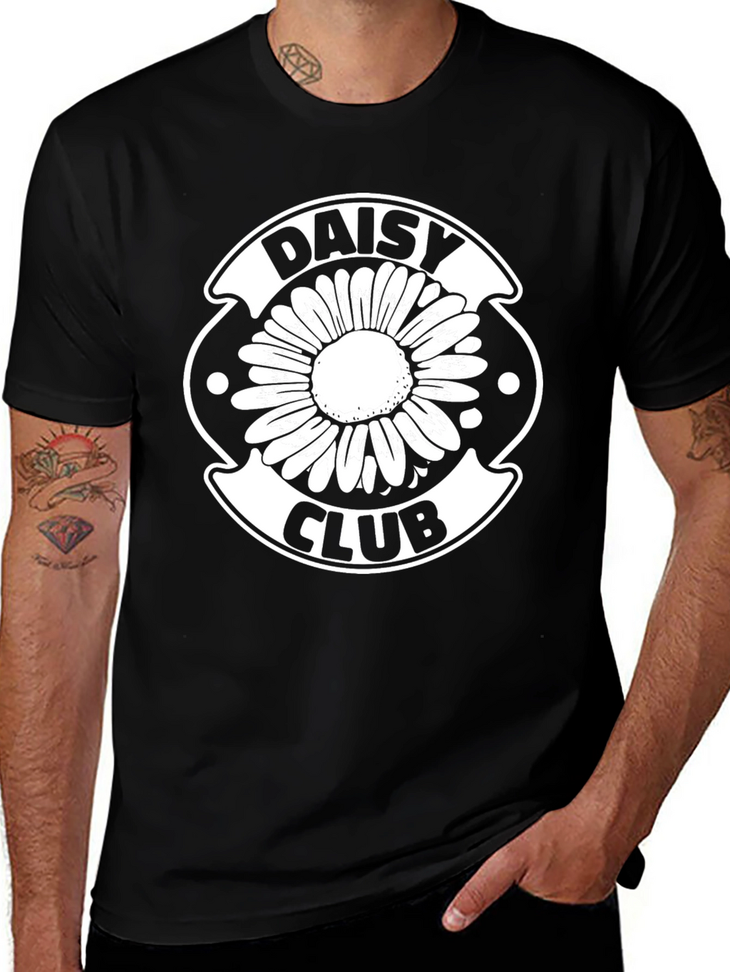 Daisy Club T-Shirt - Black Cotton Graphic Tee