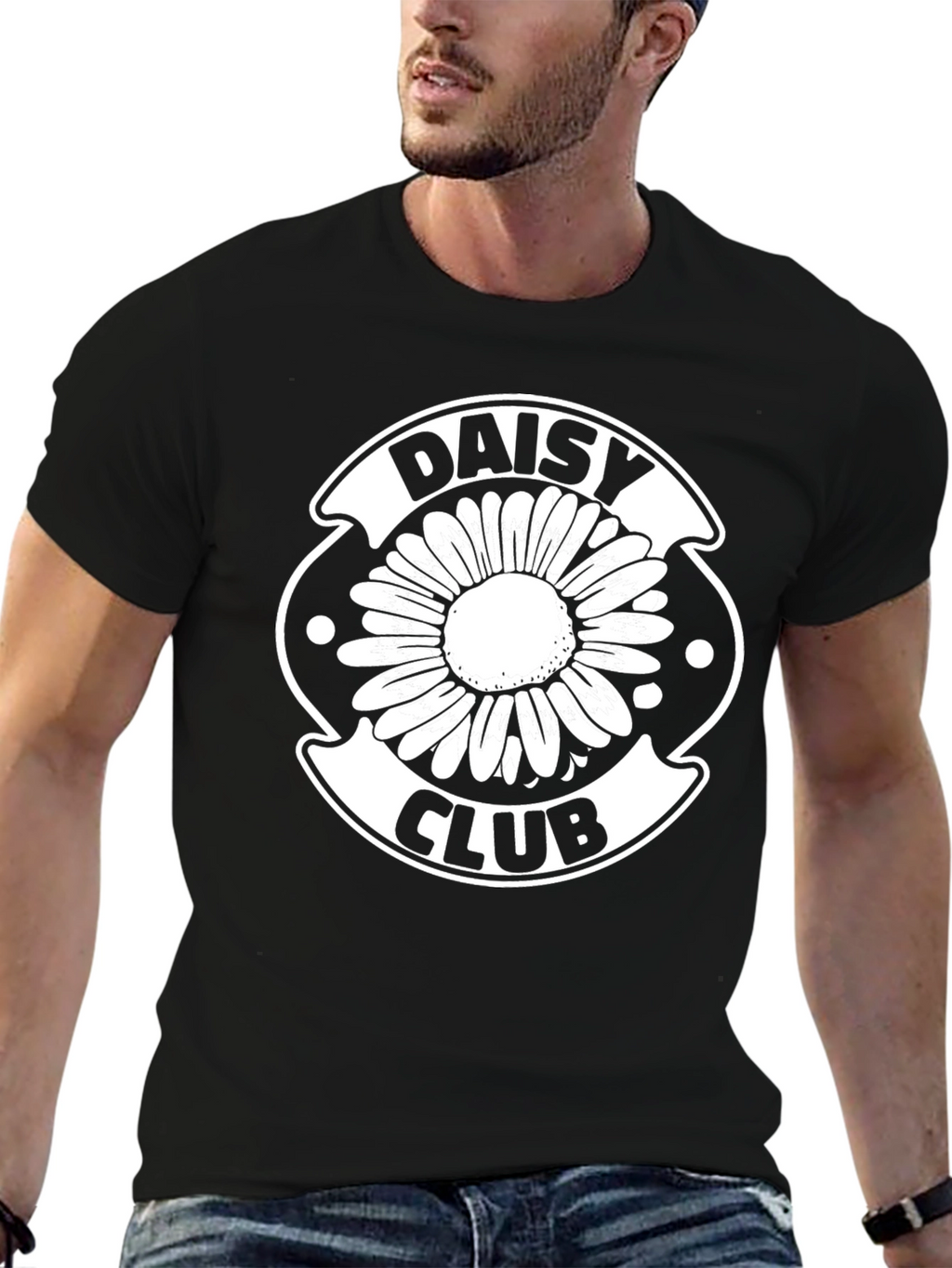 Daisy Club T-Shirt - Black Cotton Graphic Tee
