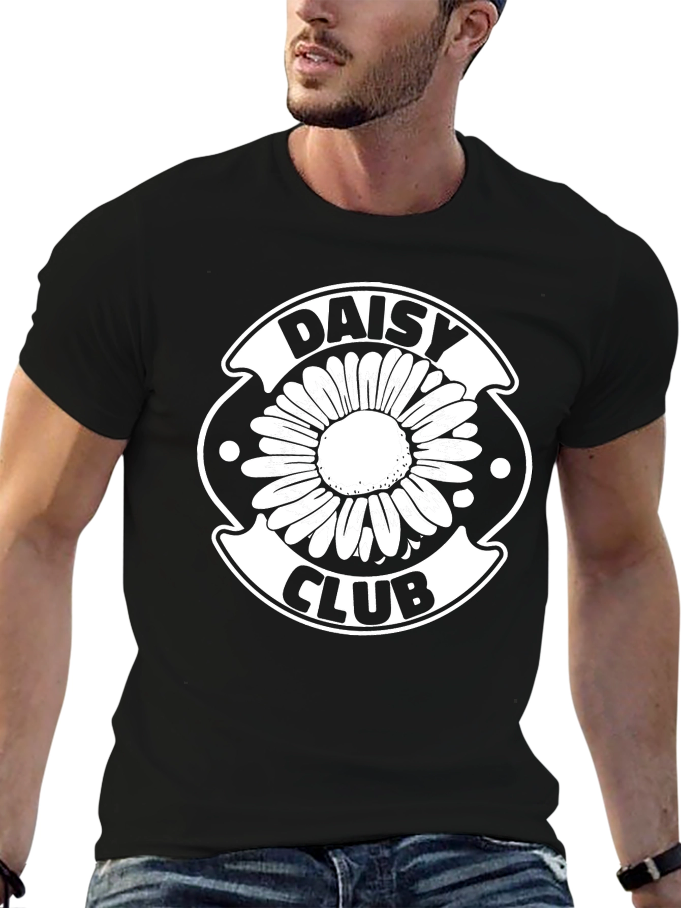 Daisy Club T-Shirt - Black Cotton Graphic Tee