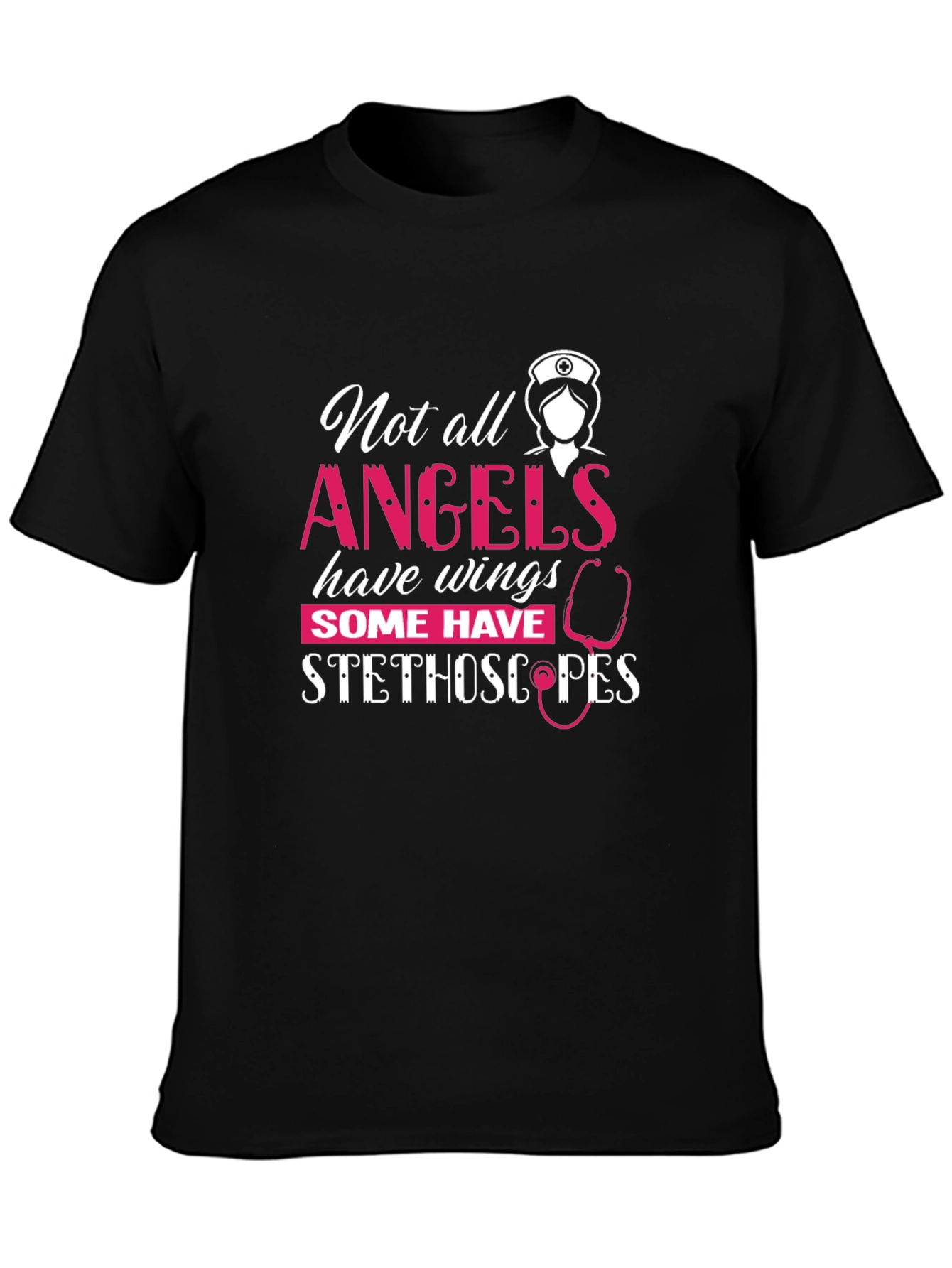 Nurse Angel Stethoscope Graphic T-Shirt