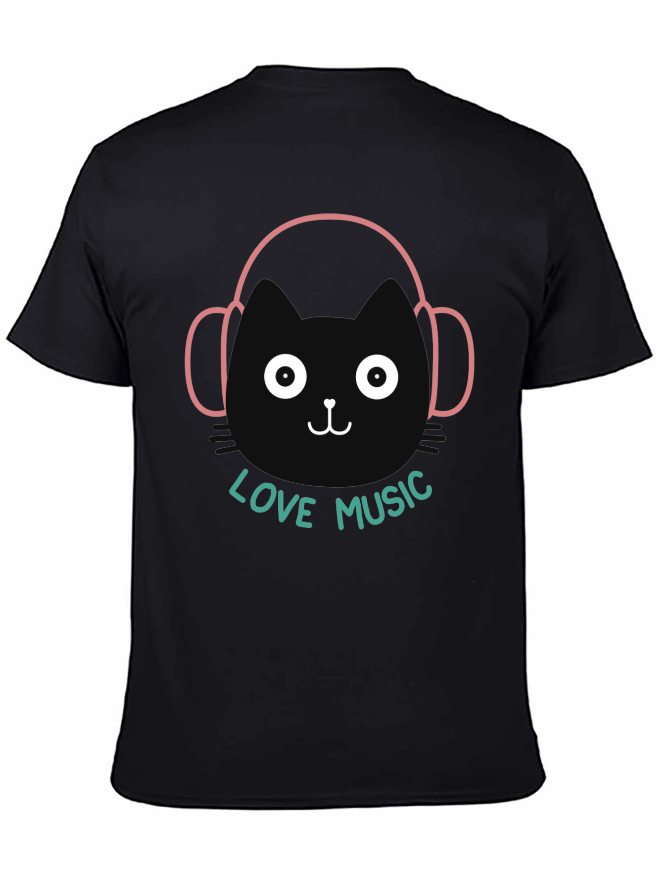 Cute Cat with Headphones T-Shirt - Love Music Graphic Tee
