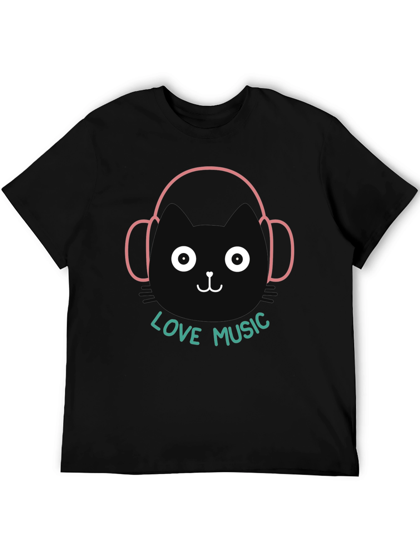 Cute Cat with Headphones T-Shirt - Love Music Graphic Tee
