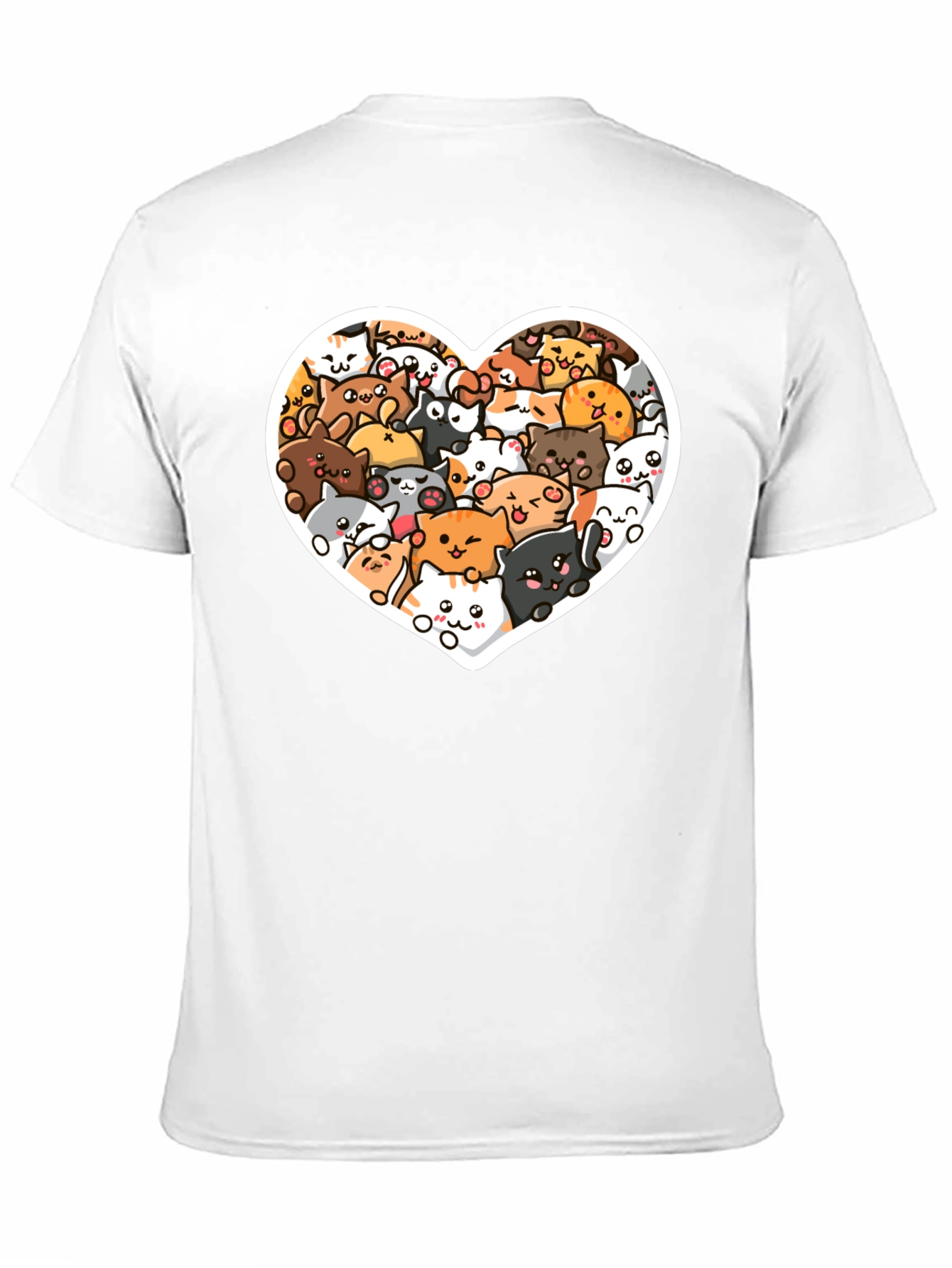 Cute Cat Heart T-Shirt - Black Graphic Tee