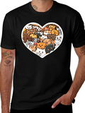 Cute Cat Heart T-Shirt - Black Graphic Tee