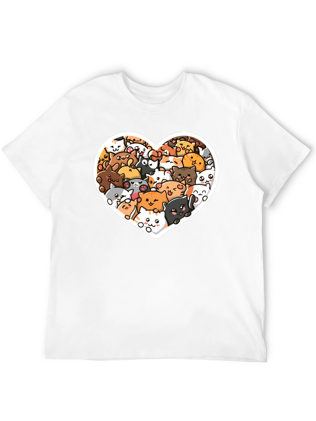 Cute Cat Heart T-Shirt - Black Graphic Tee