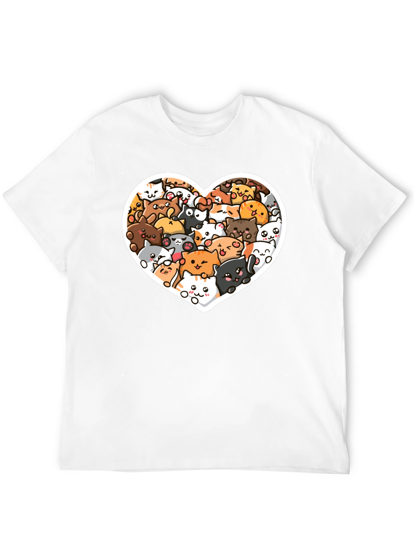Cute Cat Heart T-Shirt - Black Graphic Tee