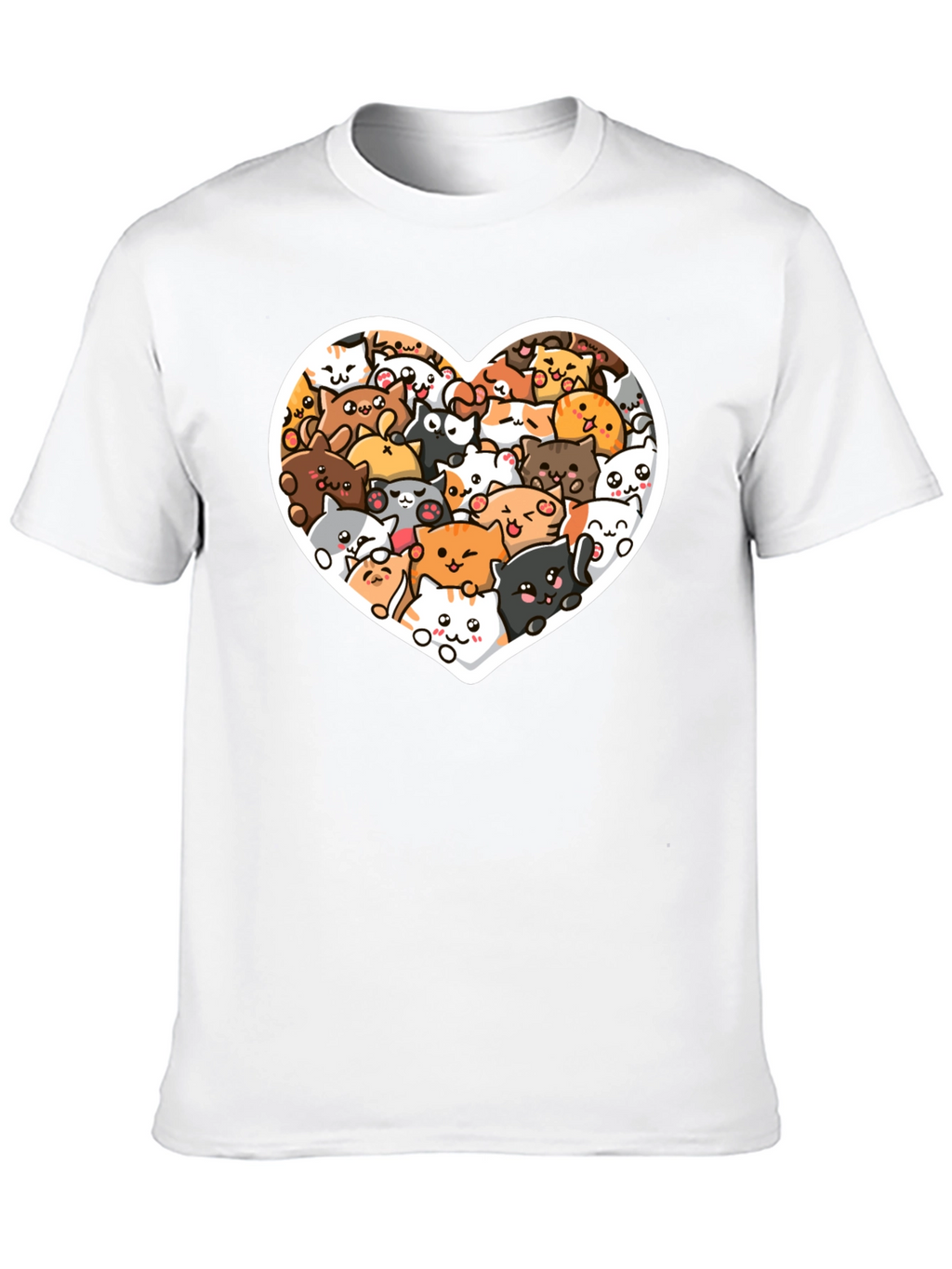 Cute Cat Heart T-Shirt - Black Graphic Tee