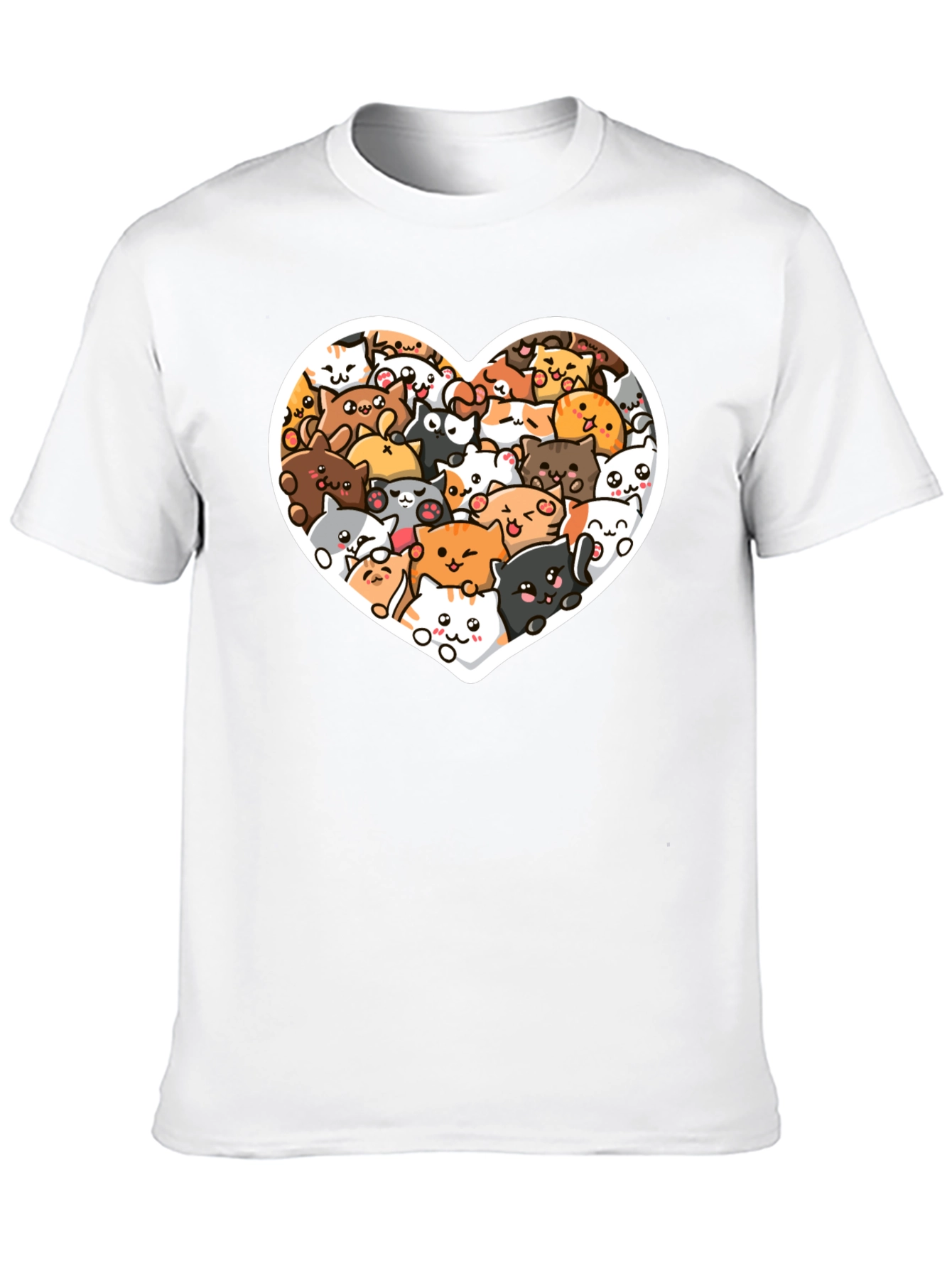 Cute Cat Heart T-Shirt - Black Graphic Tee