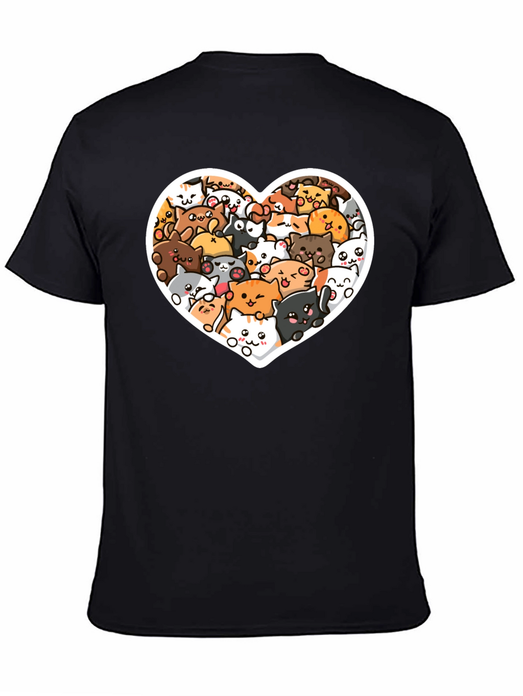 Cute Cat Heart T-Shirt - Black Graphic Tee