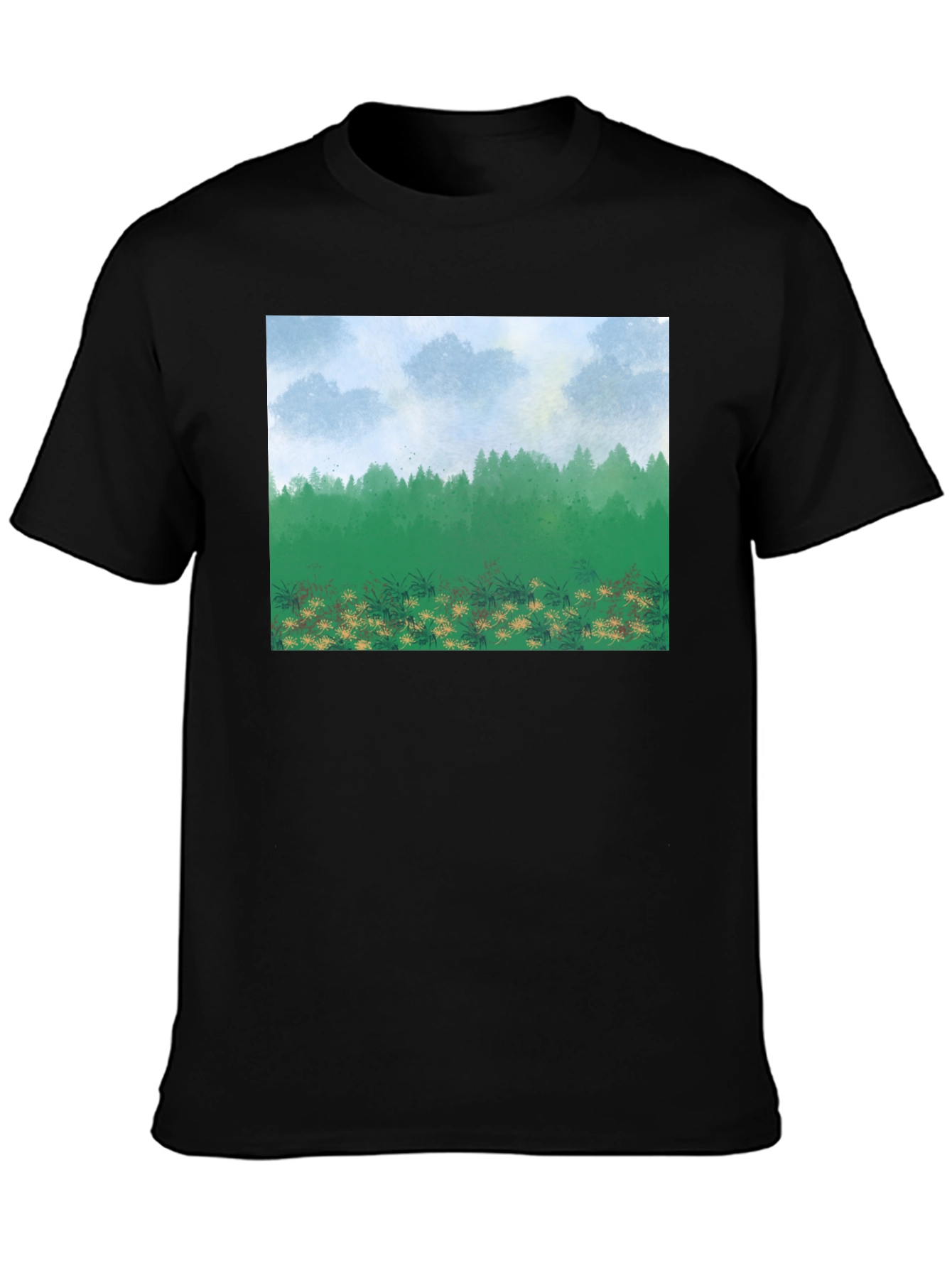 Natures Vista Graphic Tee - Black Cotton Comfort