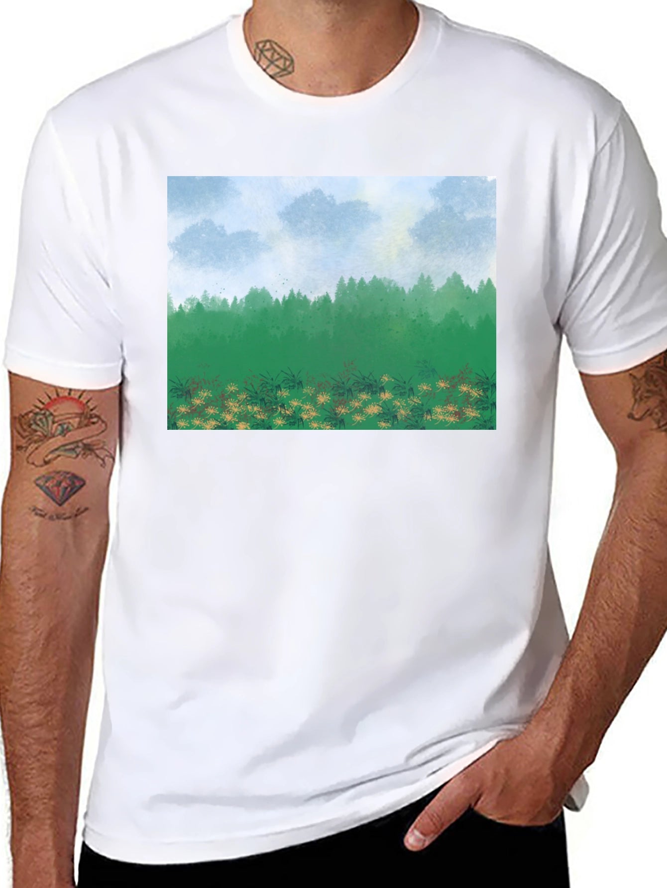 Natures Vista Graphic Tee - Black Cotton Comfort