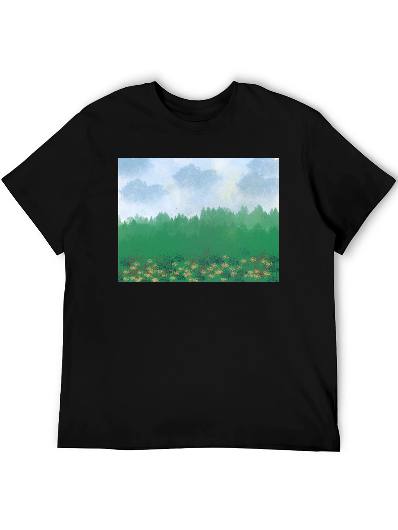 Natures Vista Graphic Tee - Black Cotton Comfort