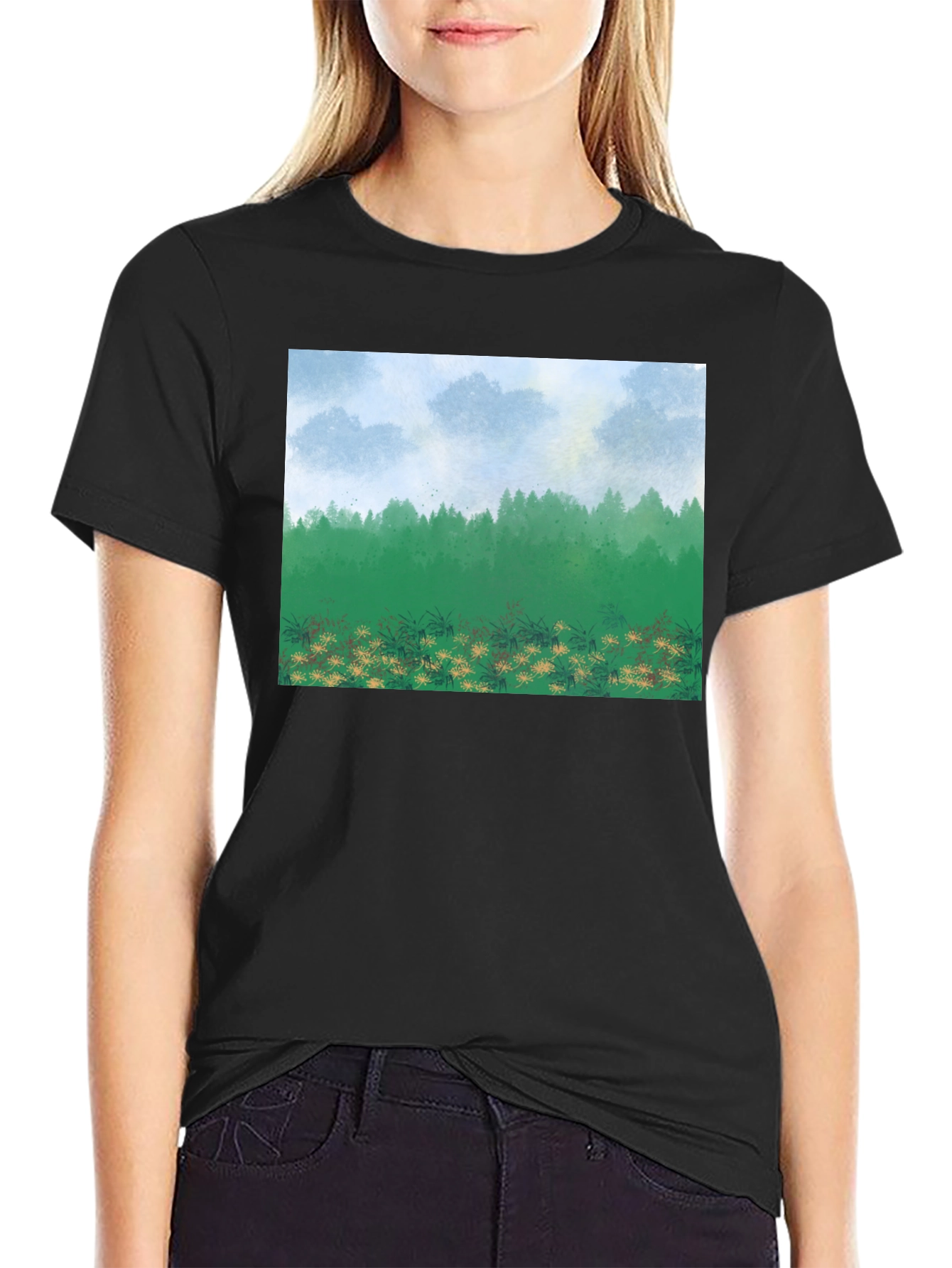 Natures Vista Graphic Tee - Black Cotton Comfort