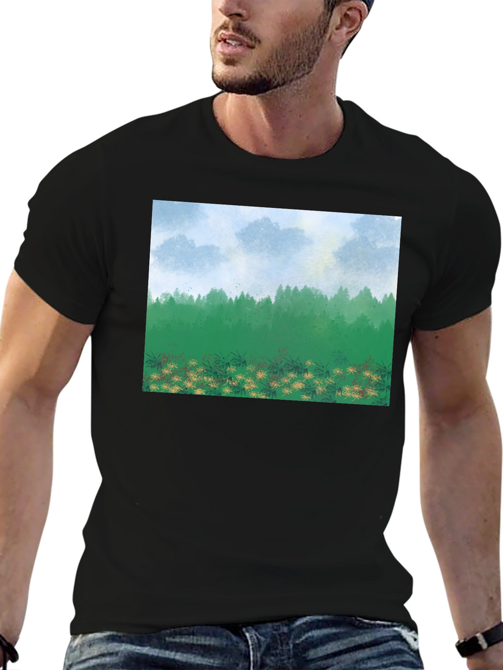 Natures Vista Graphic Tee - Black Cotton Comfort