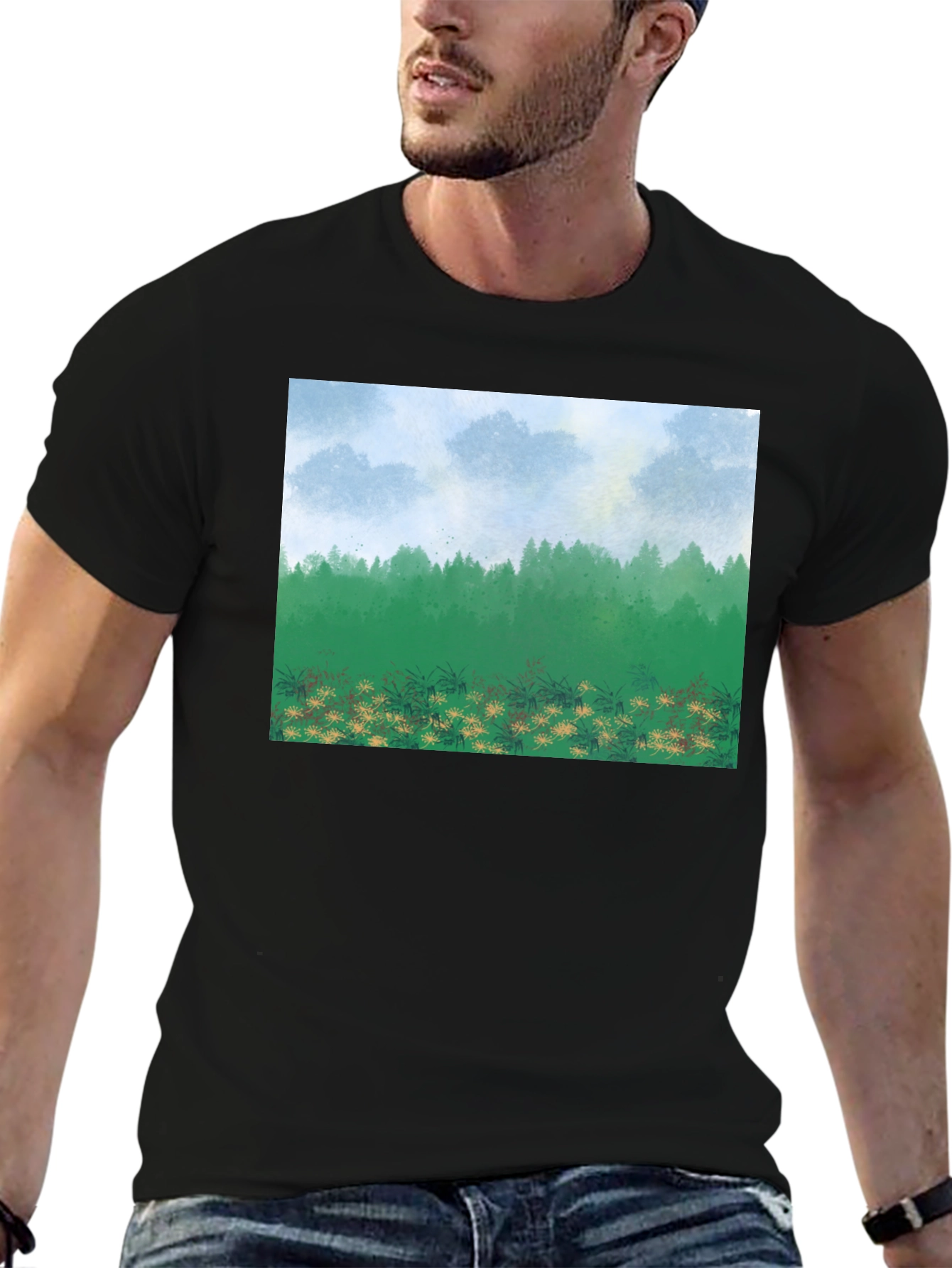 Natures Vista Graphic Tee - Black Cotton Comfort