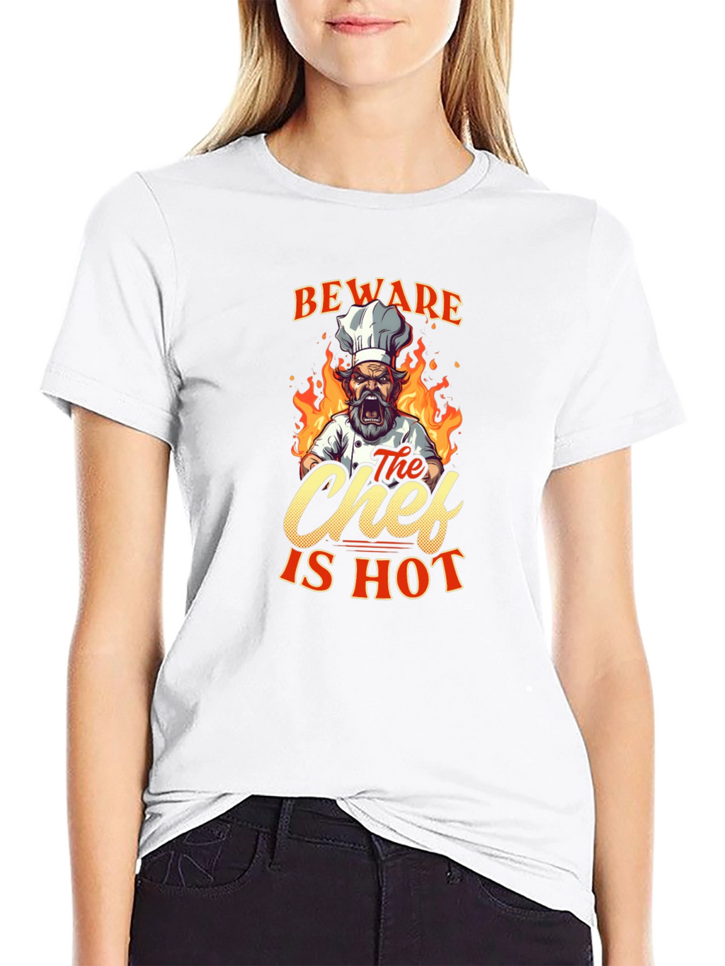Beware The Chef Is Hot Black T-Shirt