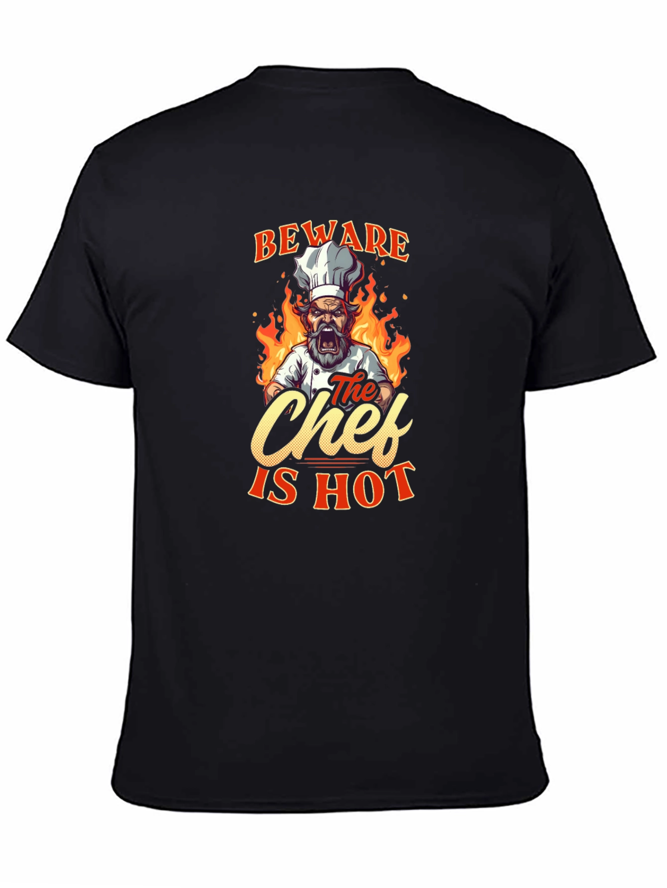Beware The Chef Is Hot Black T-Shirt