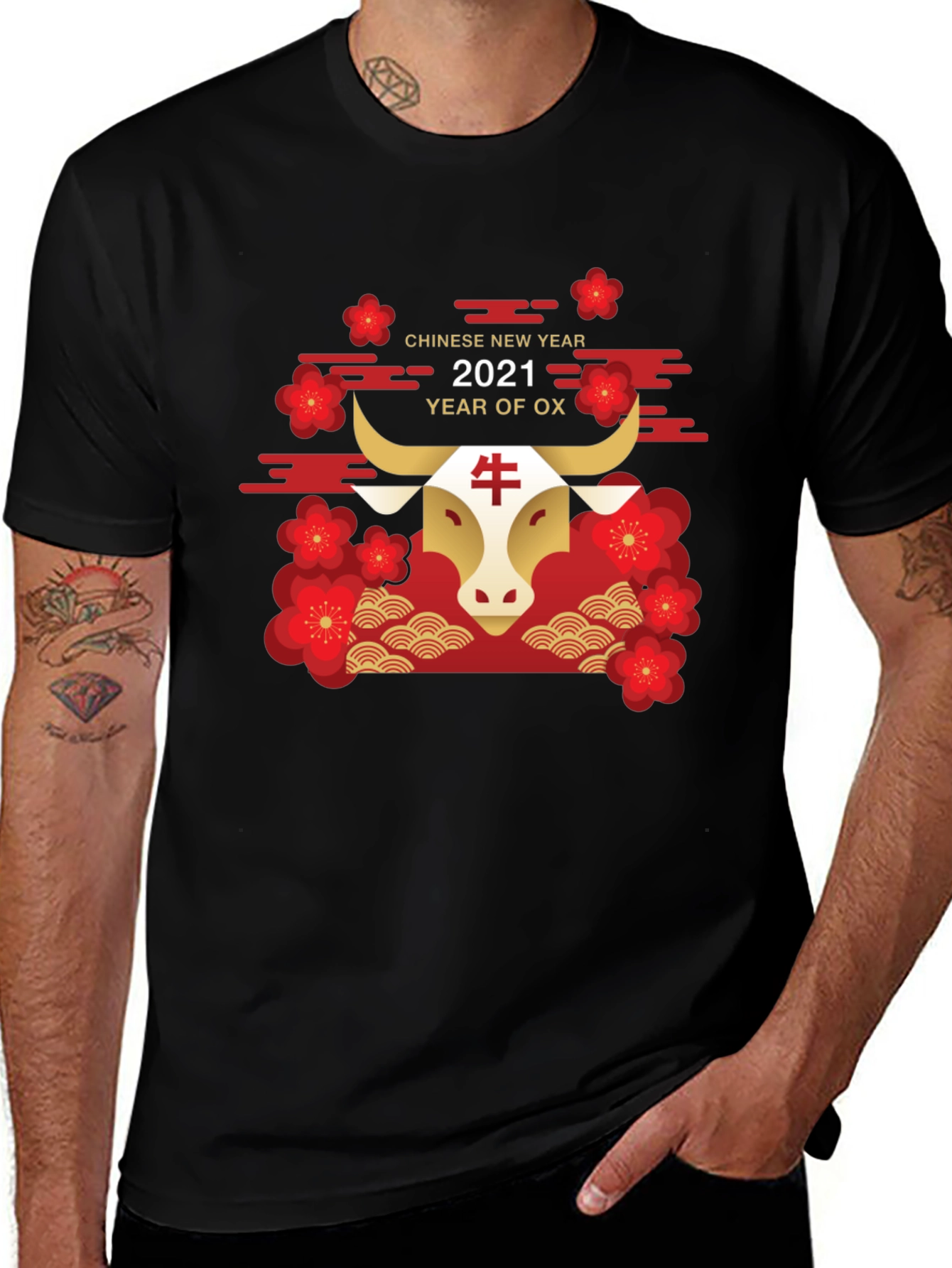 Chinese New Year 2021 Year of The Ox Black T-Shirt