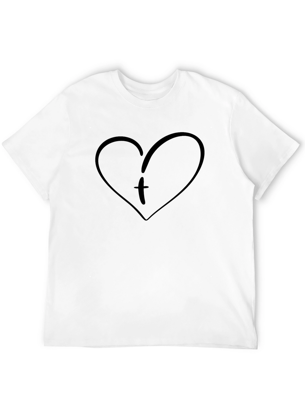 Heart Initial T-Shirt - Black Cotton Tee