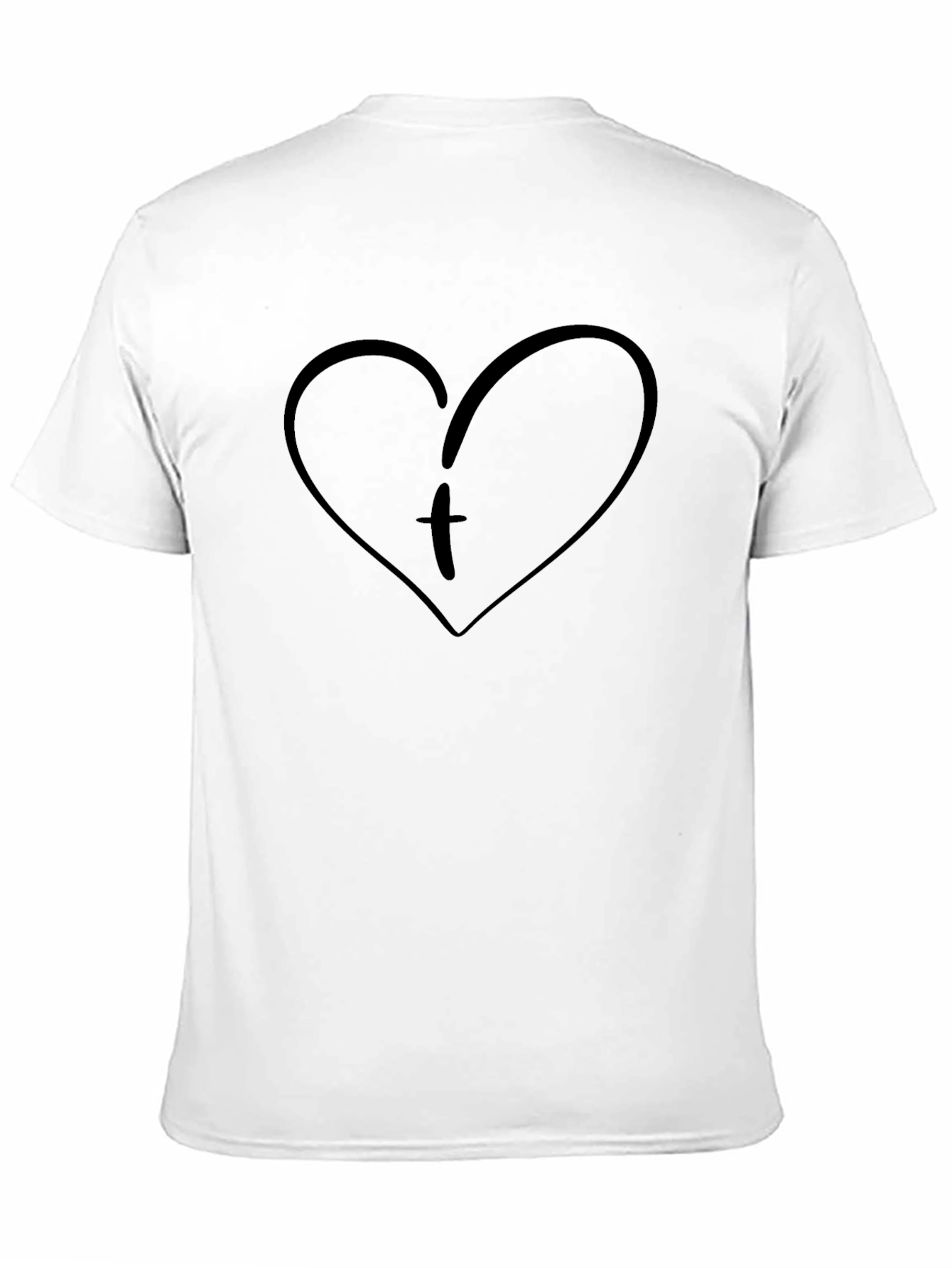Heart Initial T-Shirt - Black Cotton Tee