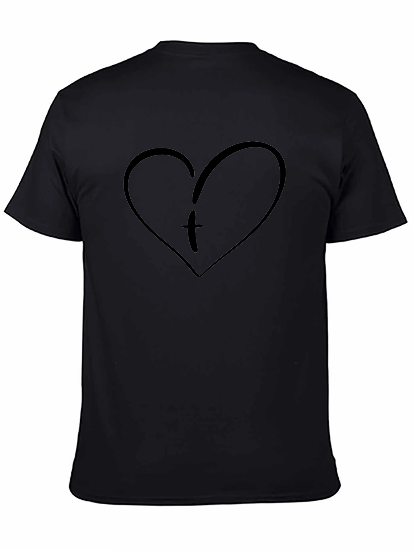 Heart Initial T-Shirt - Black Cotton Tee