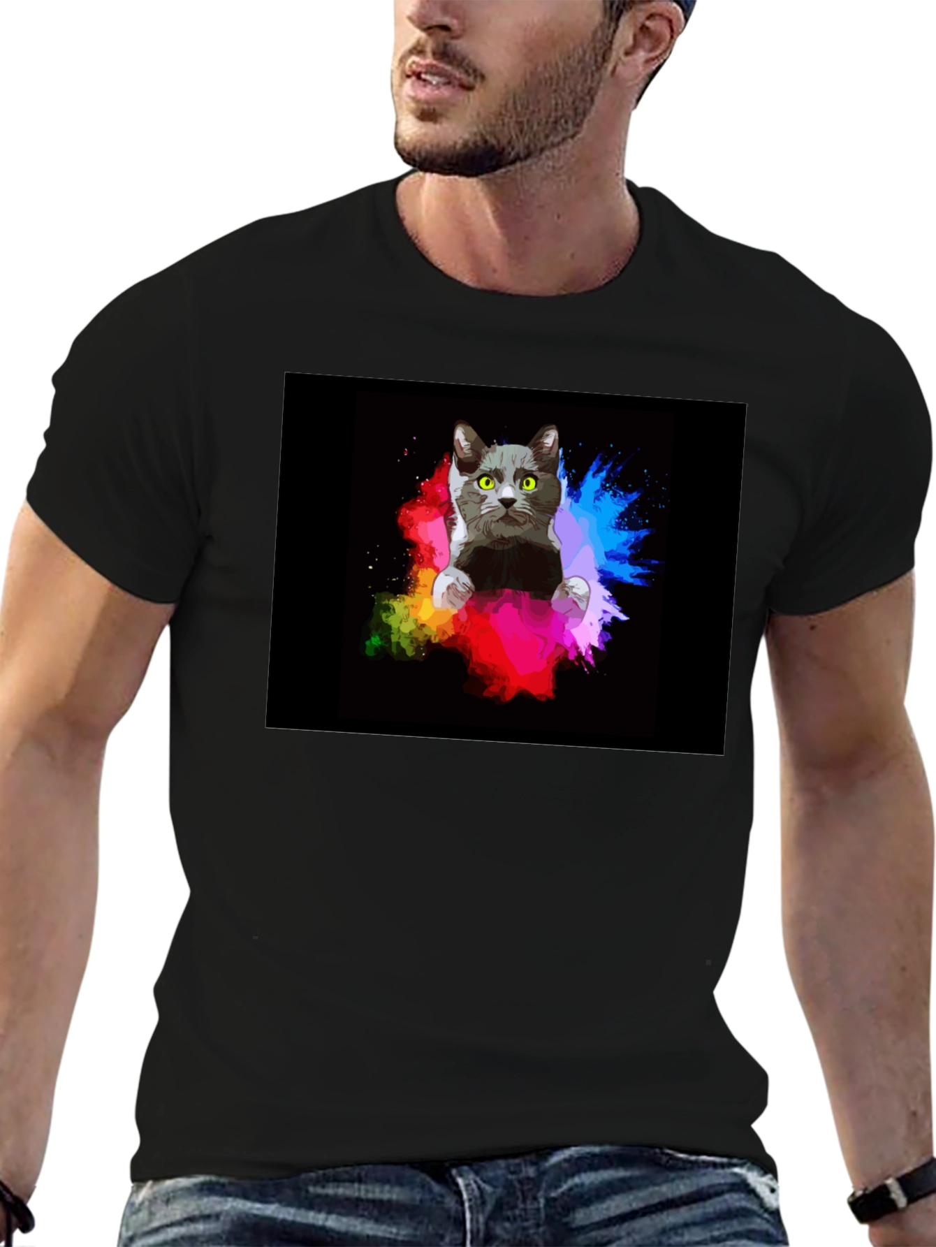 Cat Art T-Shirt - Colorful Pet Graphic Tee