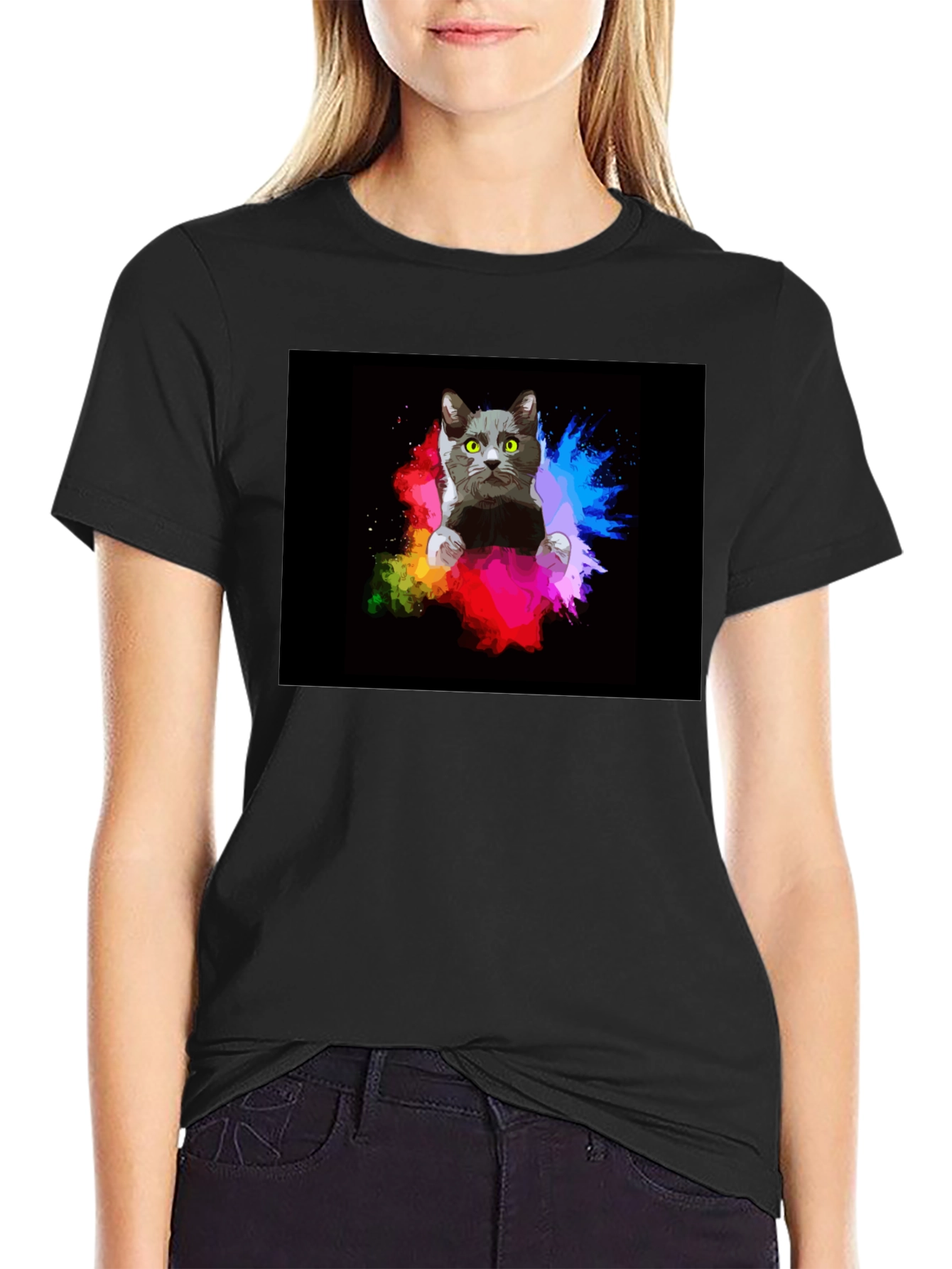 Cat Art T-Shirt - Colorful Pet Graphic Tee