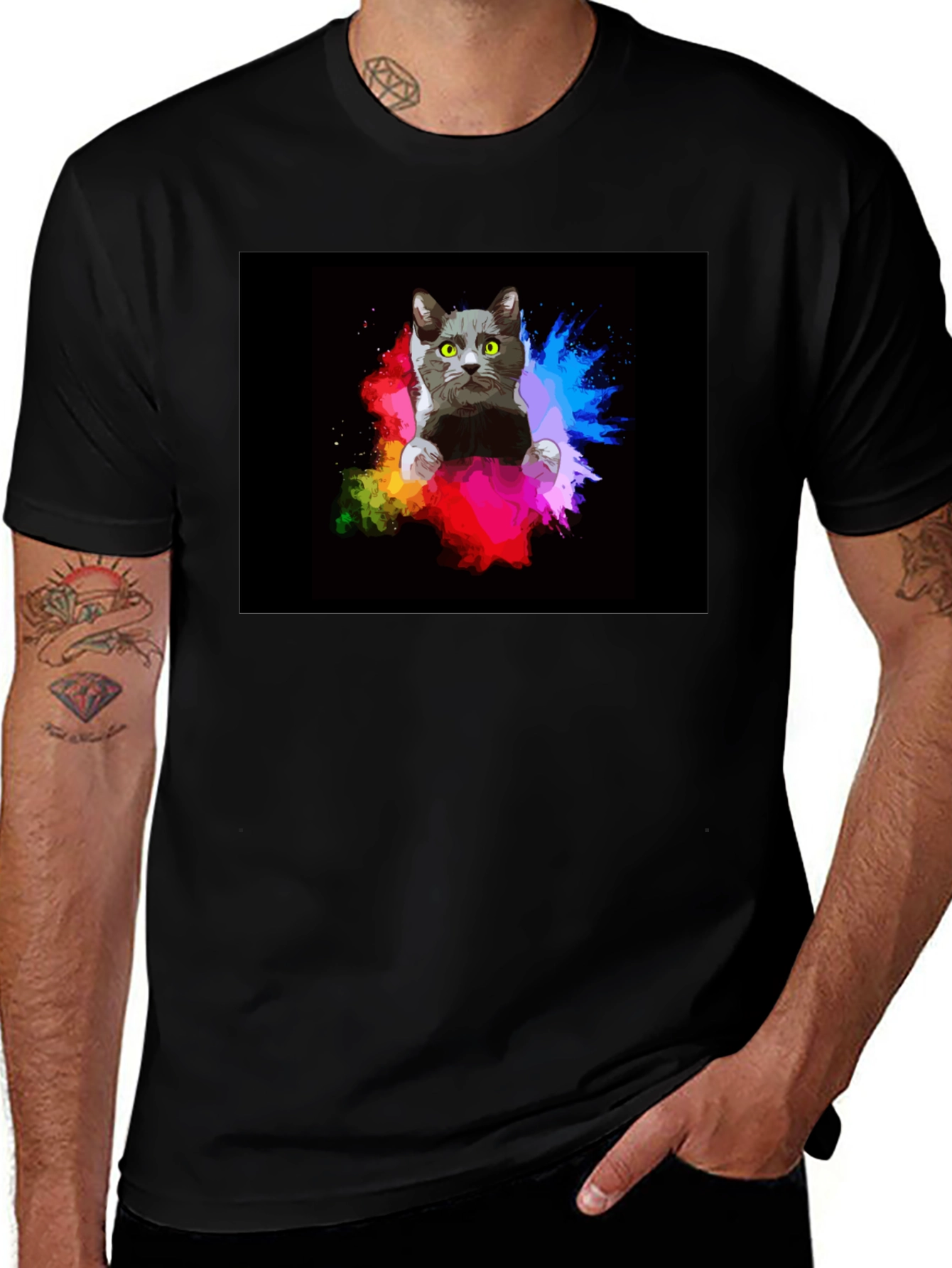 Cat Art T-Shirt - Colorful Pet Graphic Tee