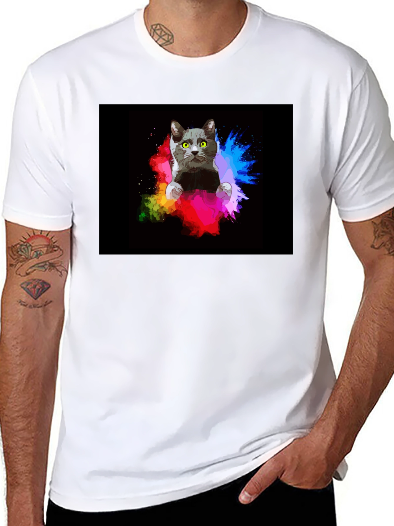 Cat Art T-Shirt - Colorful Pet Graphic Tee
