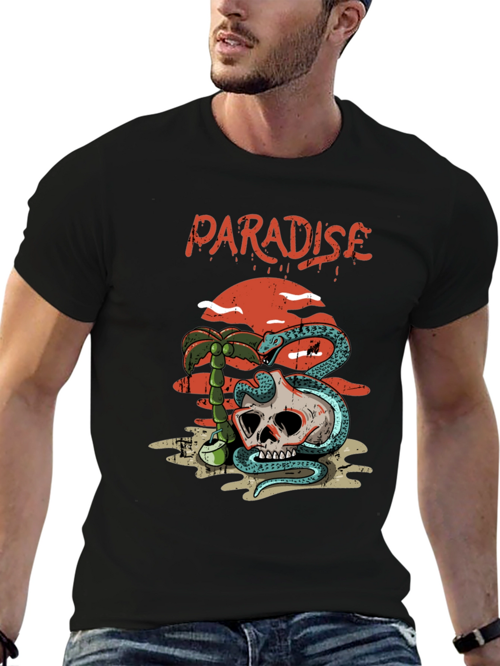 Paradise Skull Graphic T-Shirt