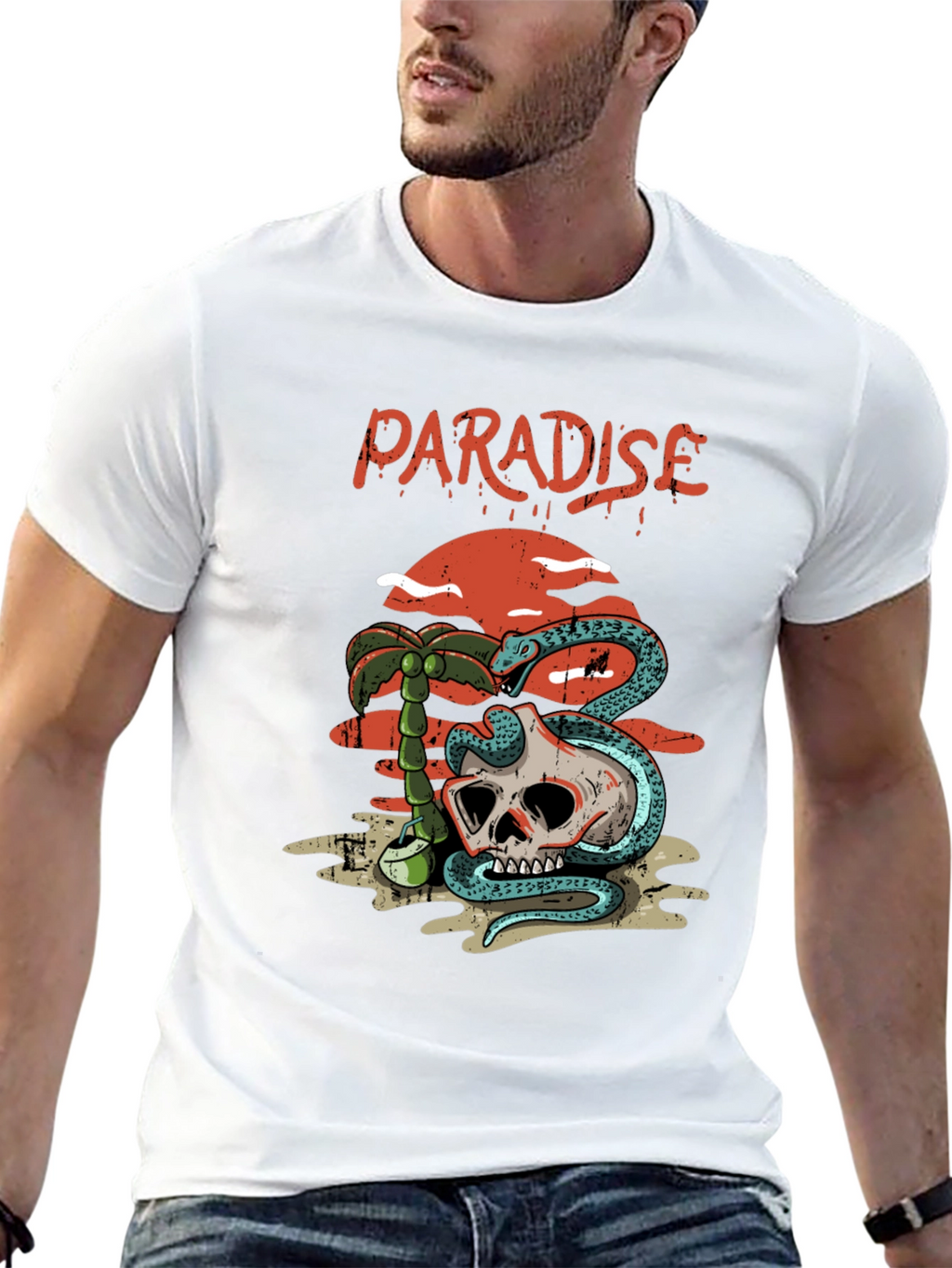 Paradise Skull Graphic T-Shirt
