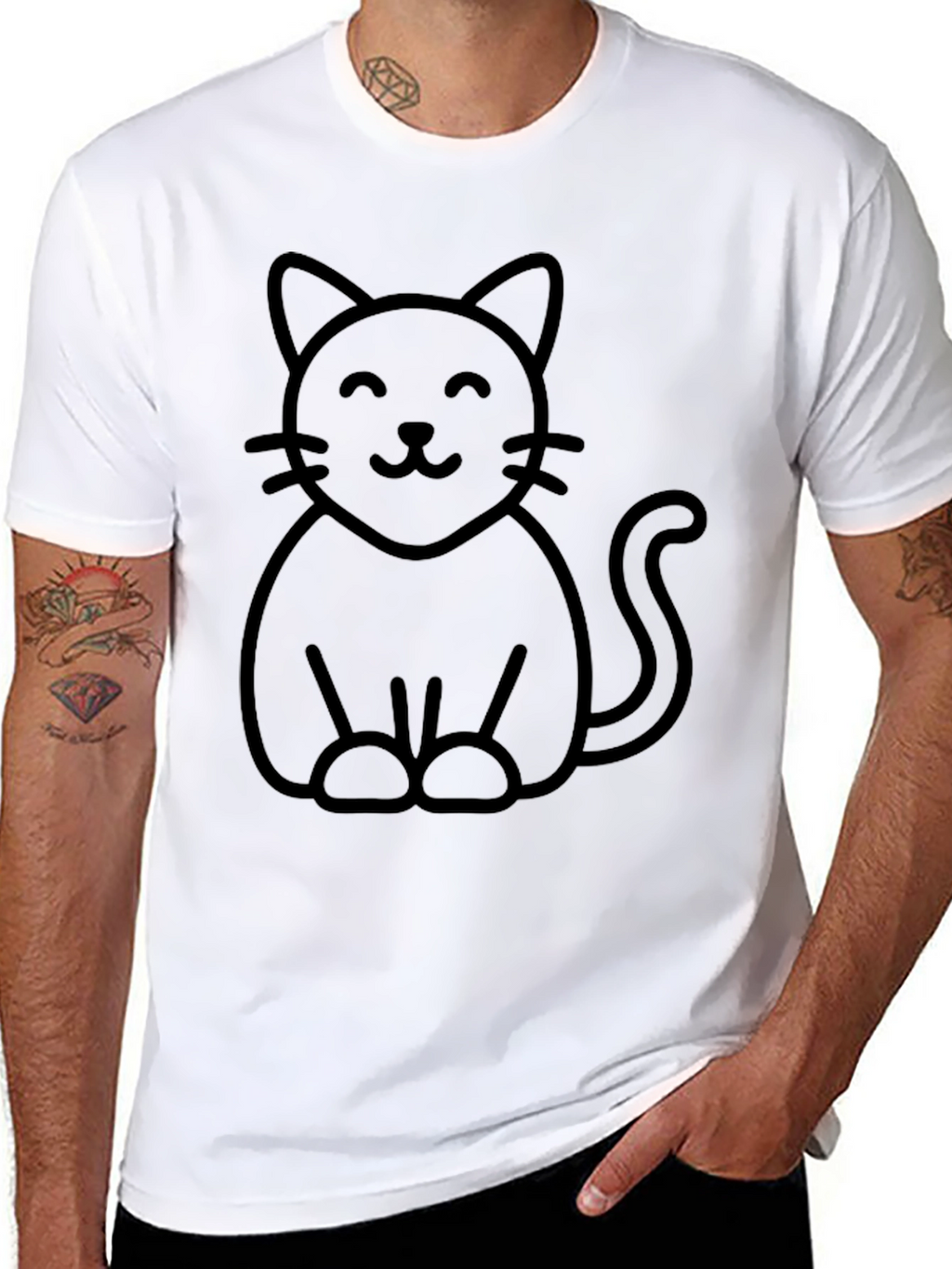 Cute Cat Graphic T-Shirt - Black